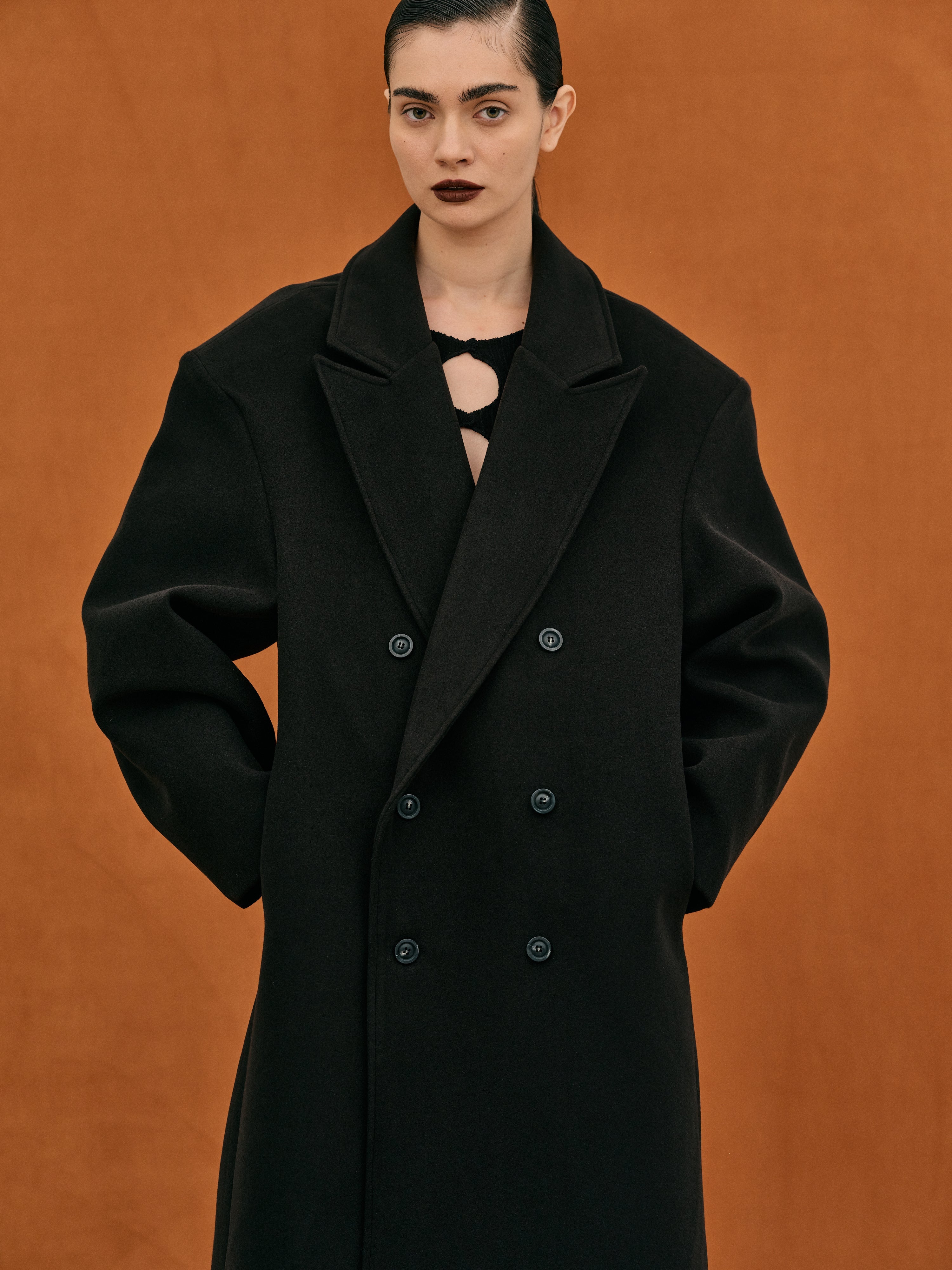 Wallis Oversized Grandpa Coat, Black