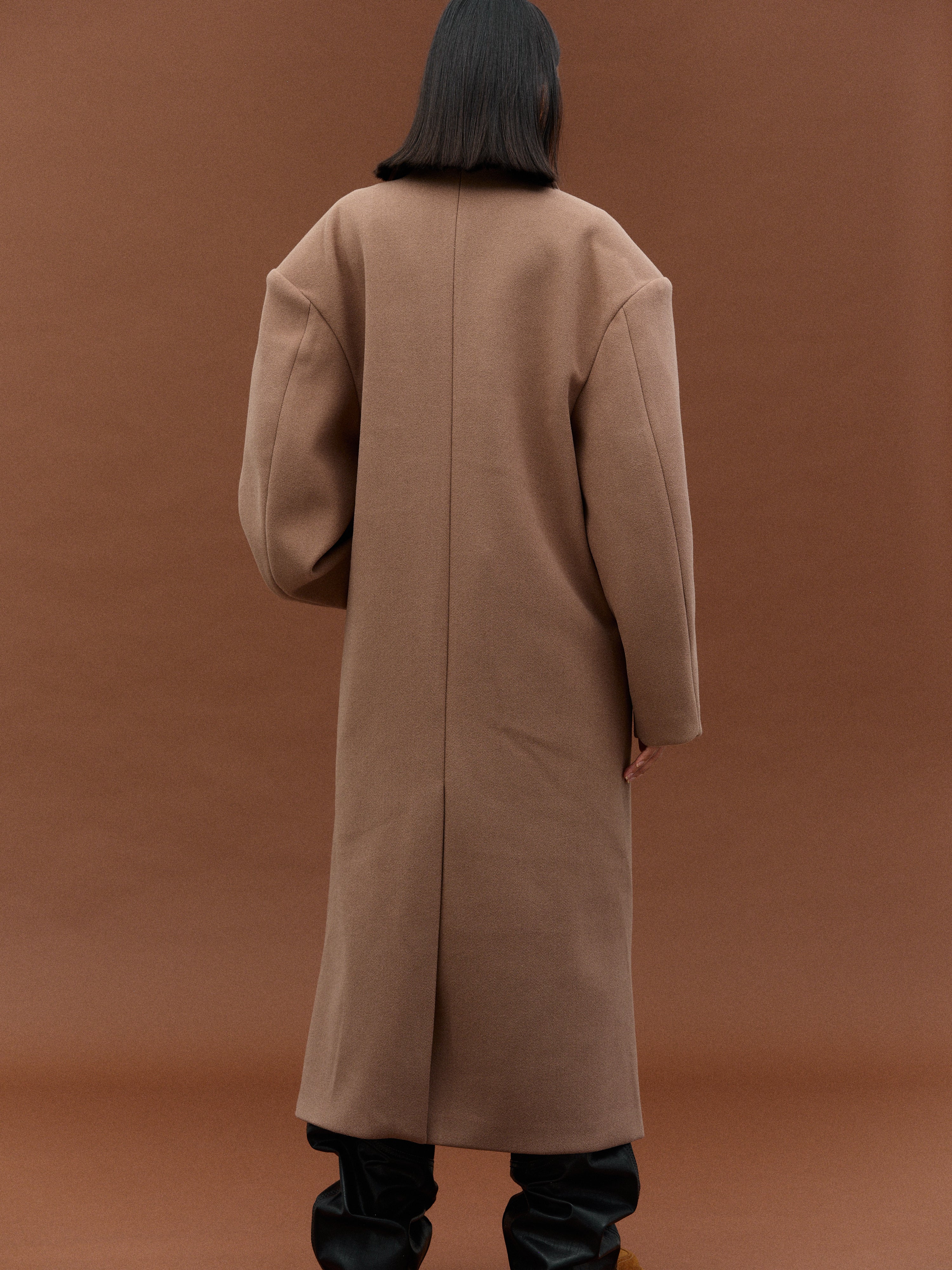 Structured Oversized Double-Breasted Wool-Blend Coat