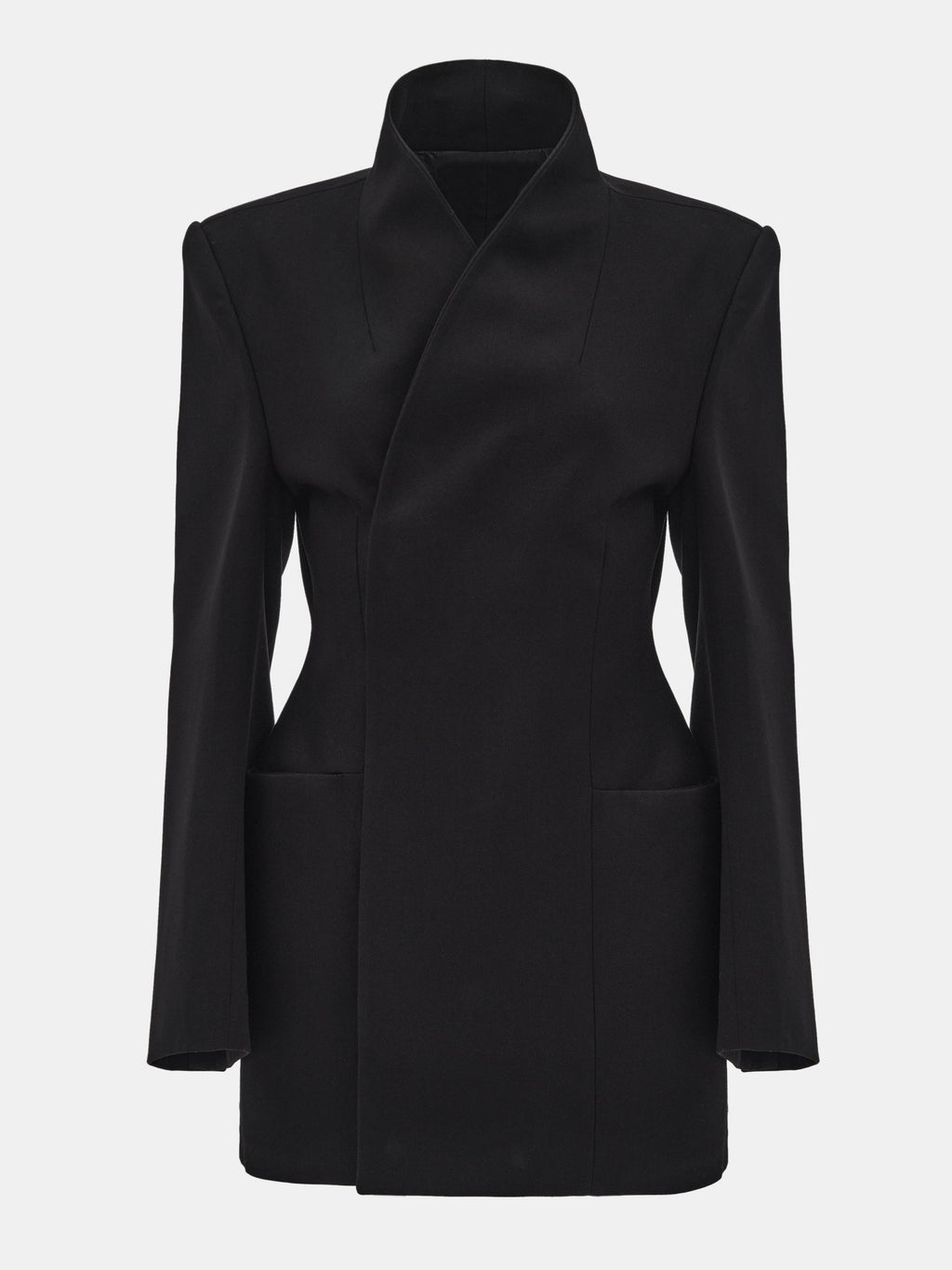 Sculpted Hourglass Wool-Blend Cocoon Coat