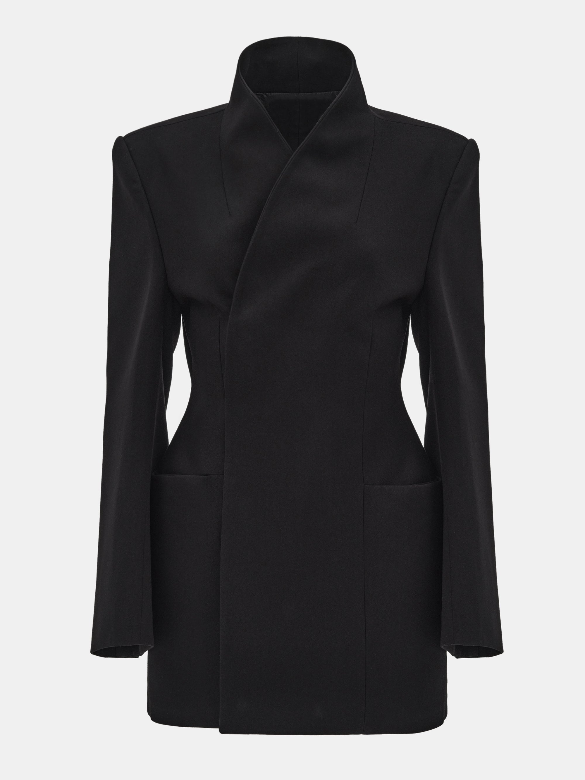 Sculpted Hourglass Wool-Blend Cocoon Coat