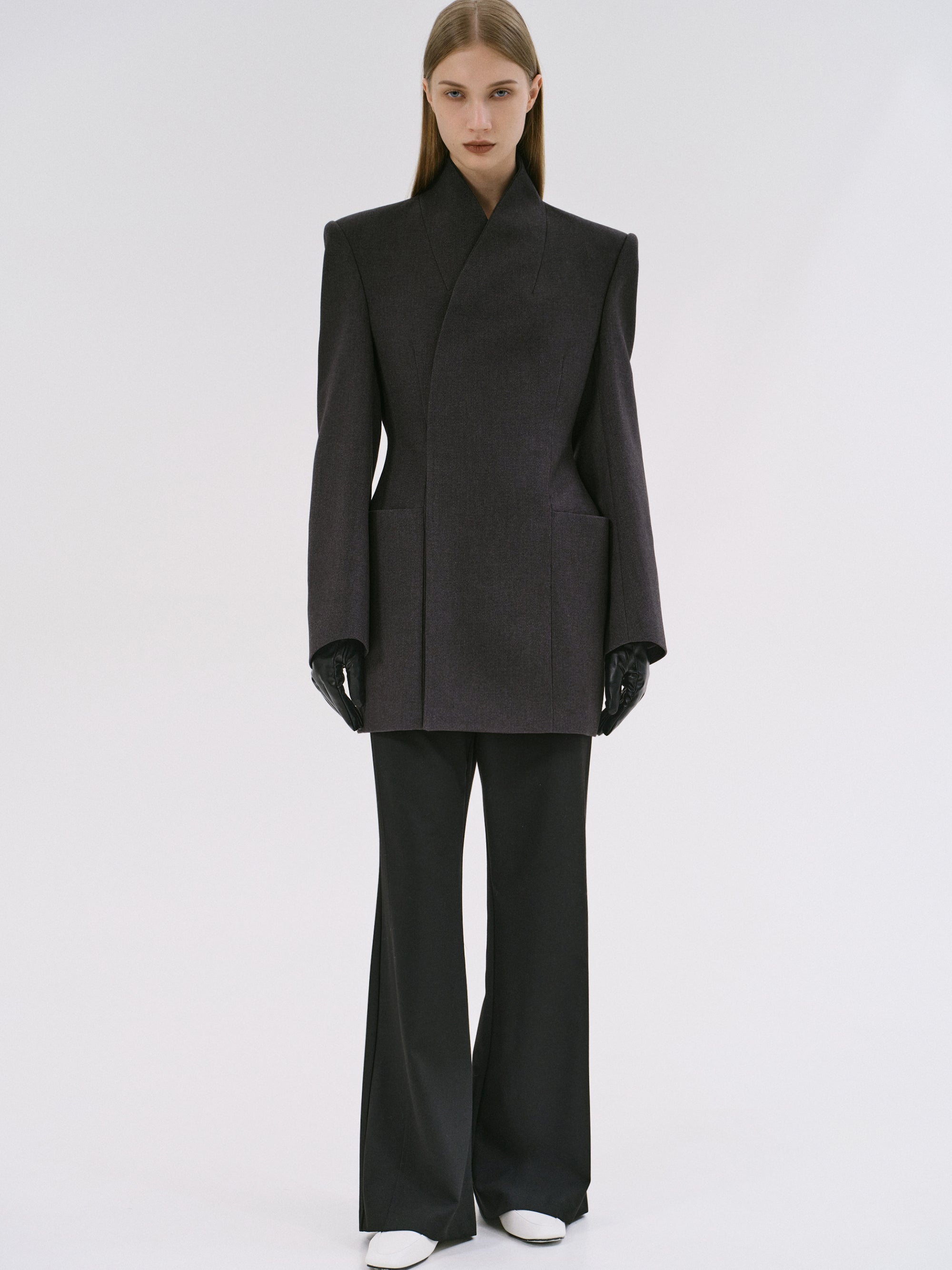 Wrap Blazer, Charcoal