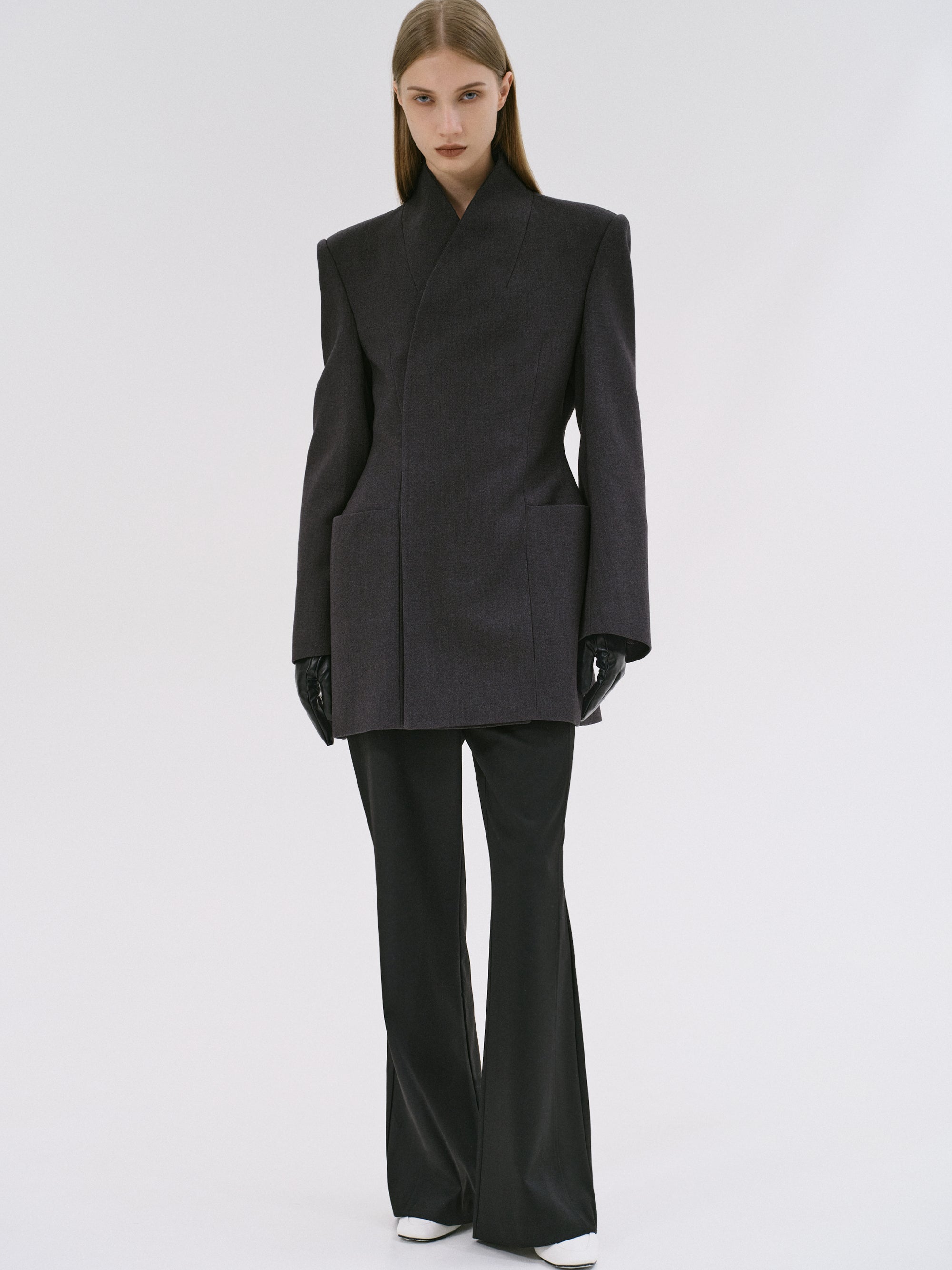 Wrap Blazer, Charcoal