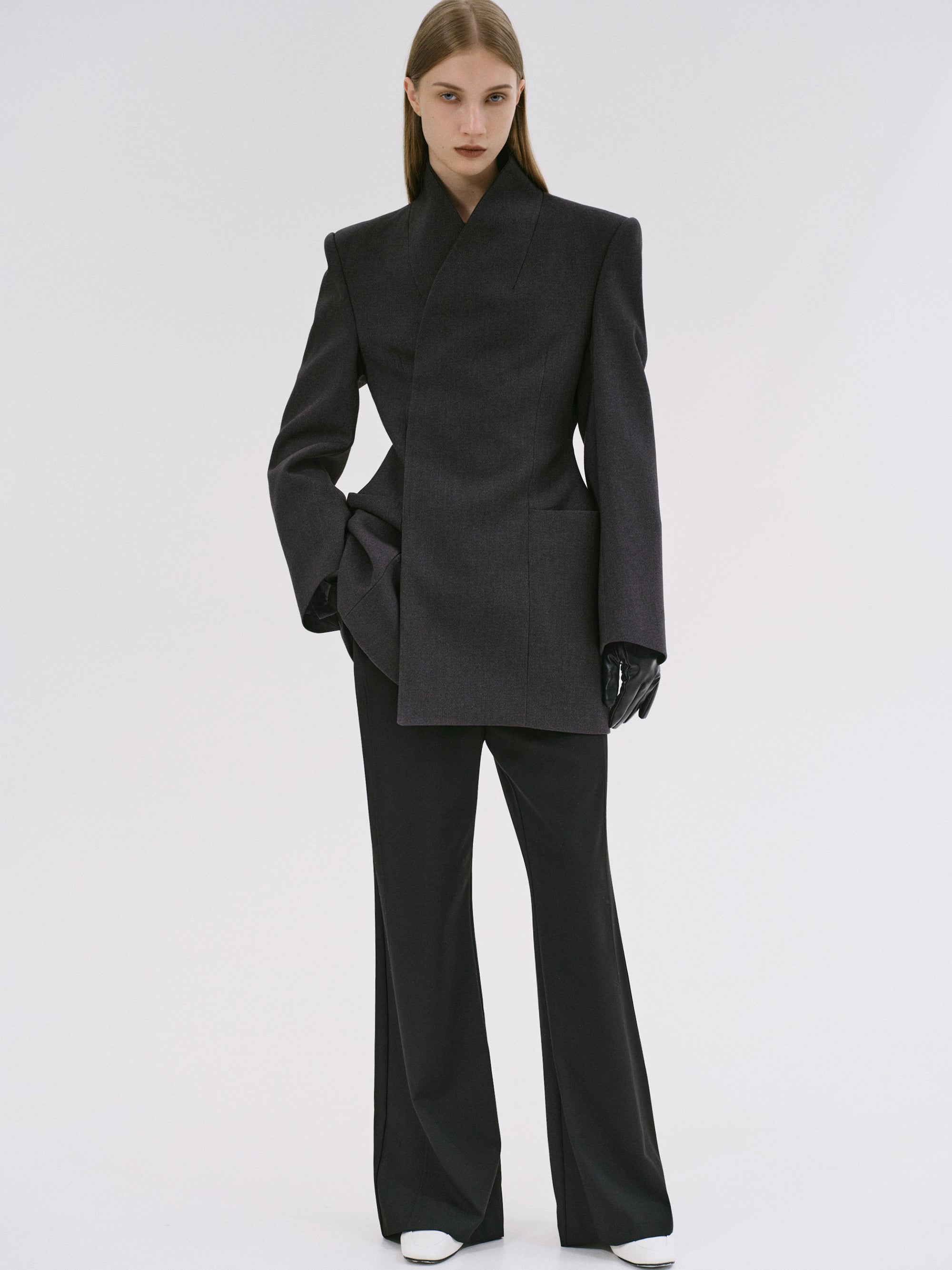 Wrap Blazer, Charcoal