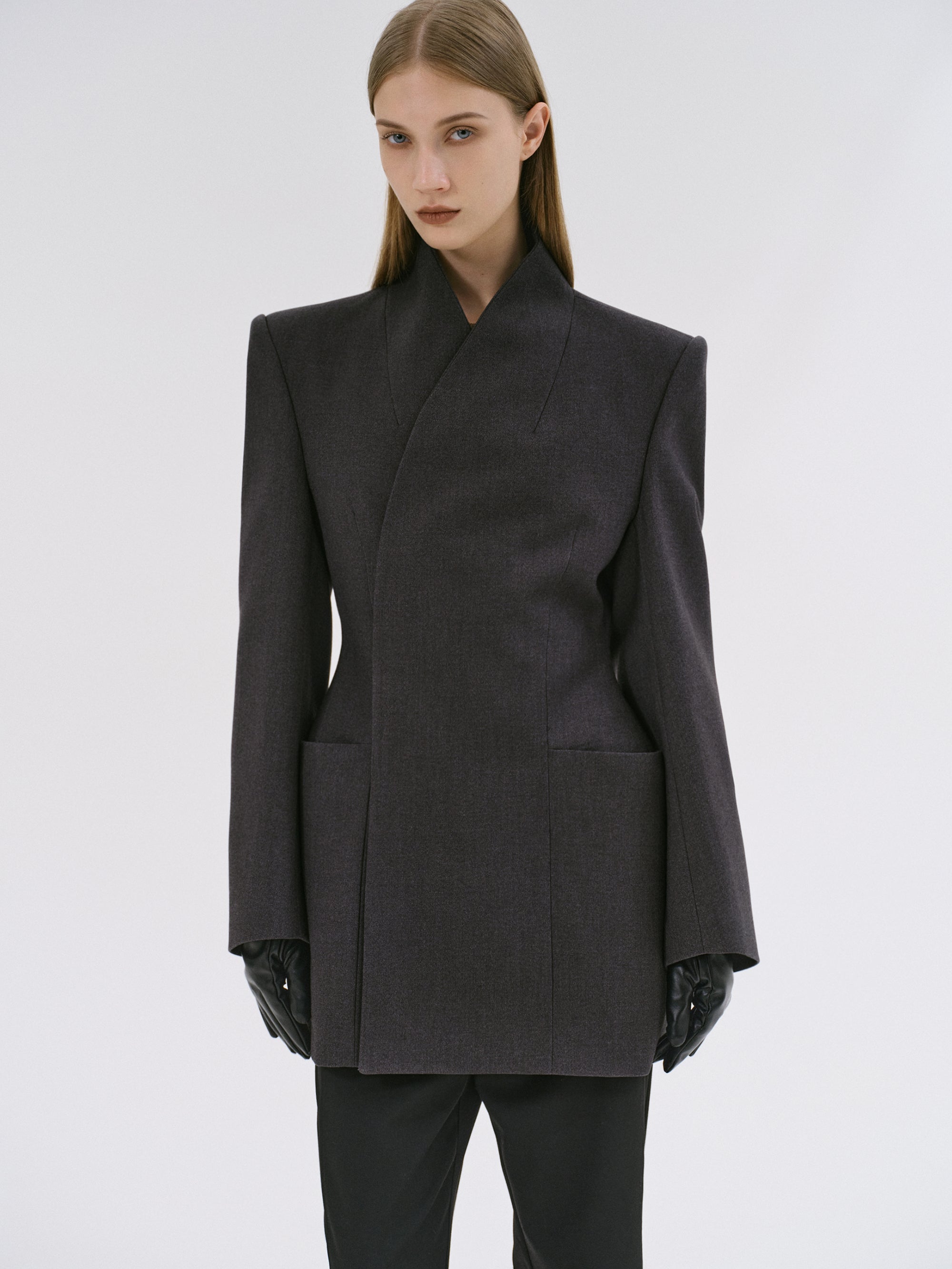 Wrap Blazer, Charcoal