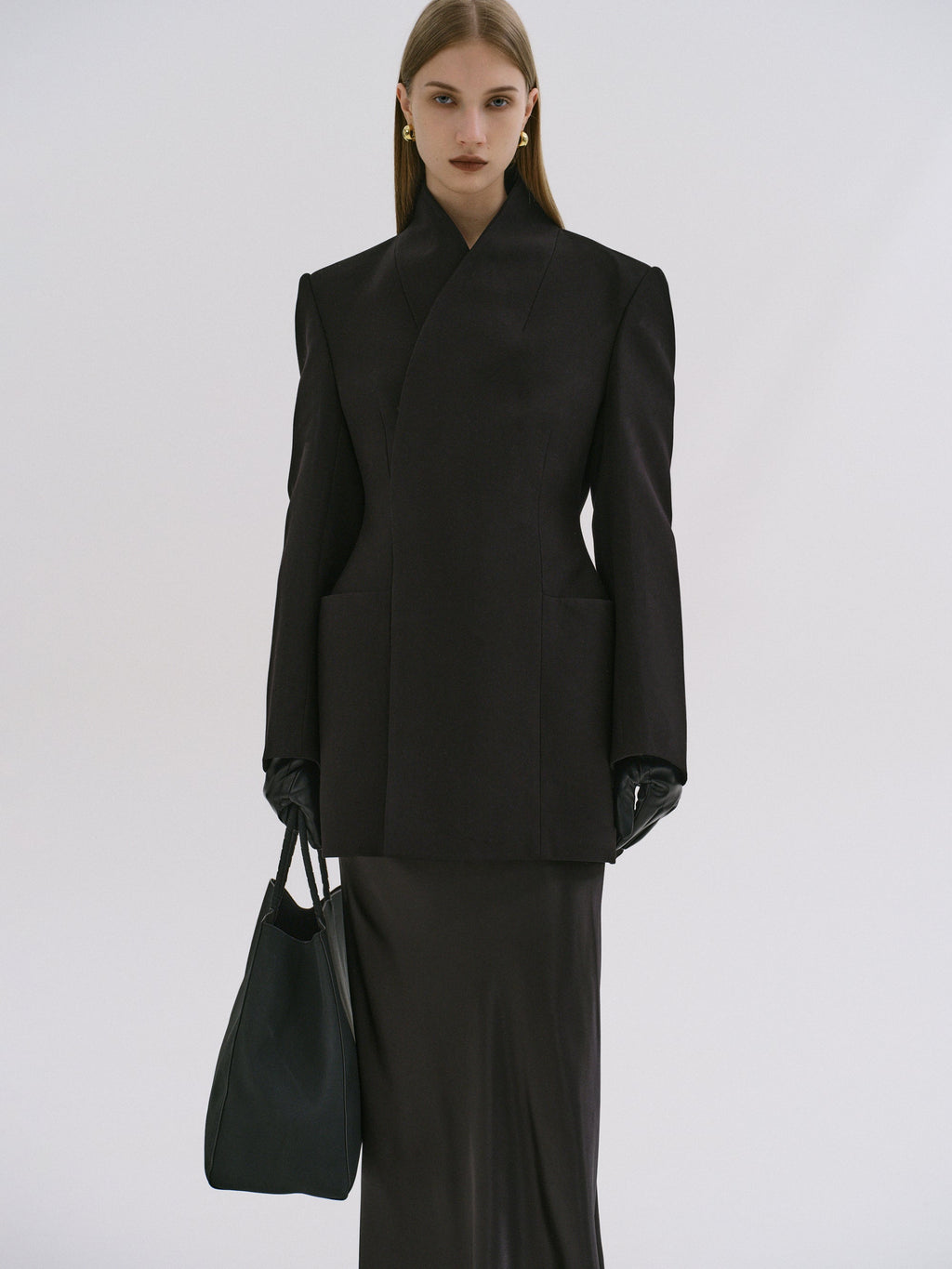 Sculpted Hourglass Wool-Blend Cocoon Coat