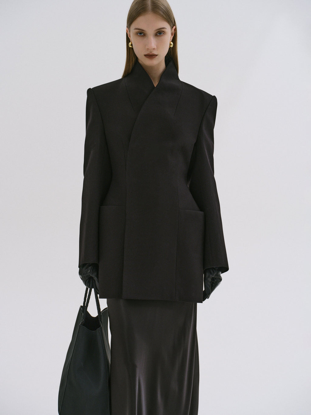 Sculpted Hourglass Wool-Blend Cocoon Coat
