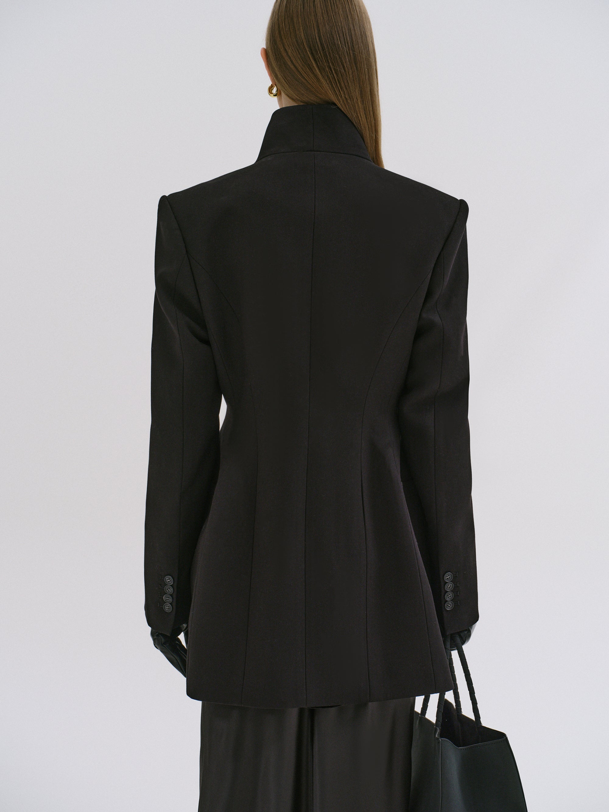Sculpted Hourglass Wool-Blend Cocoon Coat