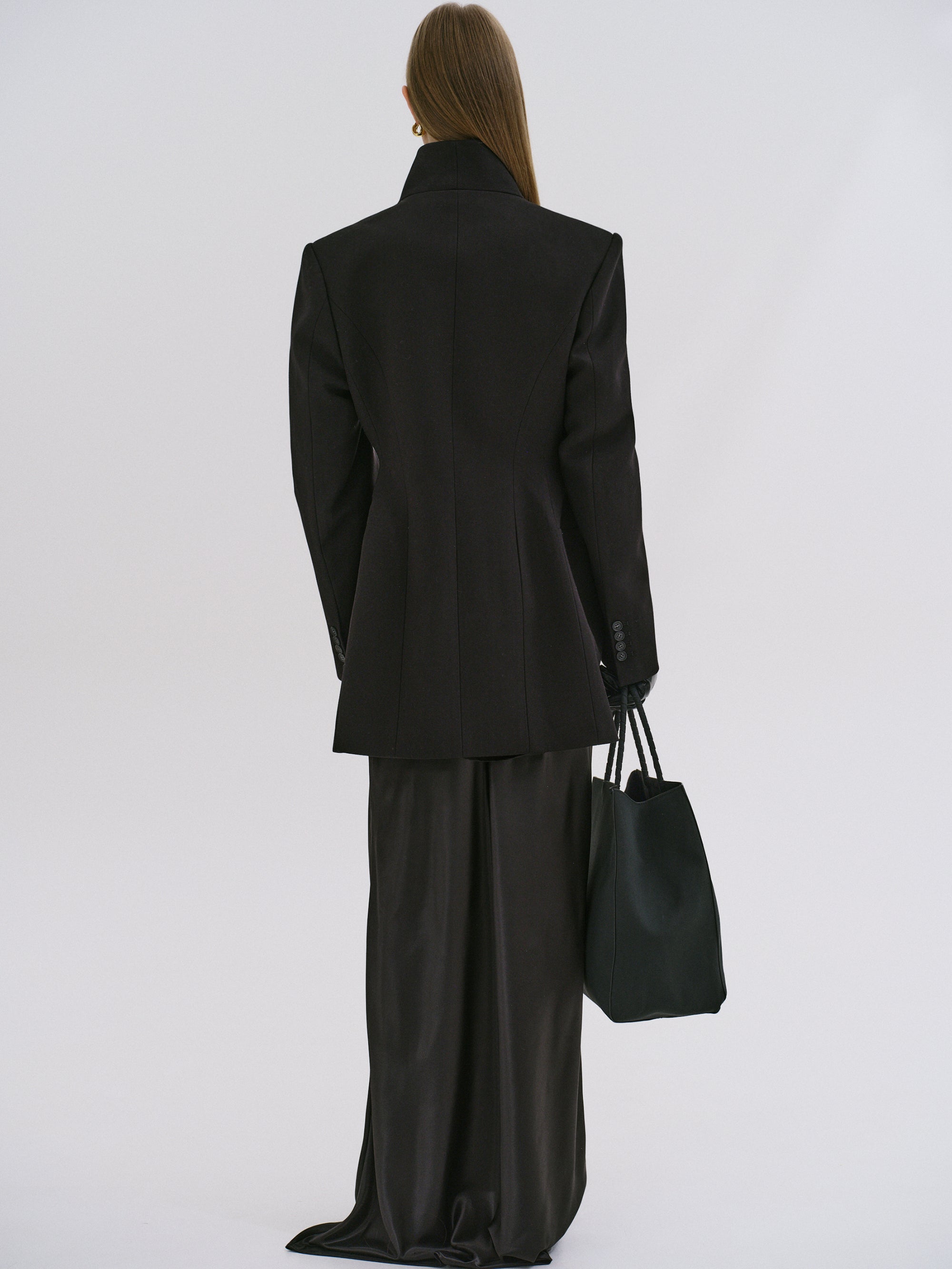 Sculpted Hourglass Wool-Blend Cocoon Coat