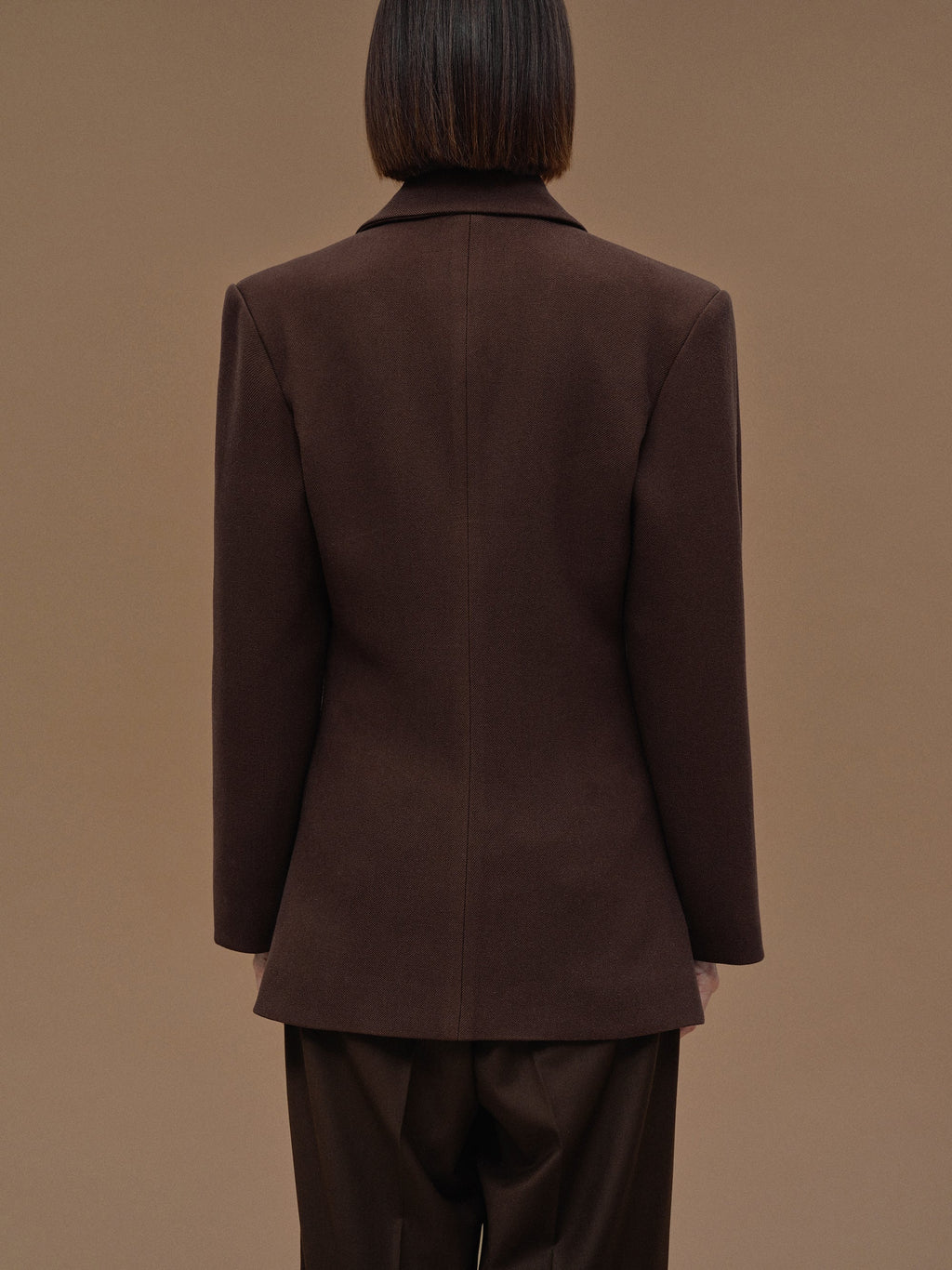 Double Breasted Cinched Blazer, Pecan
