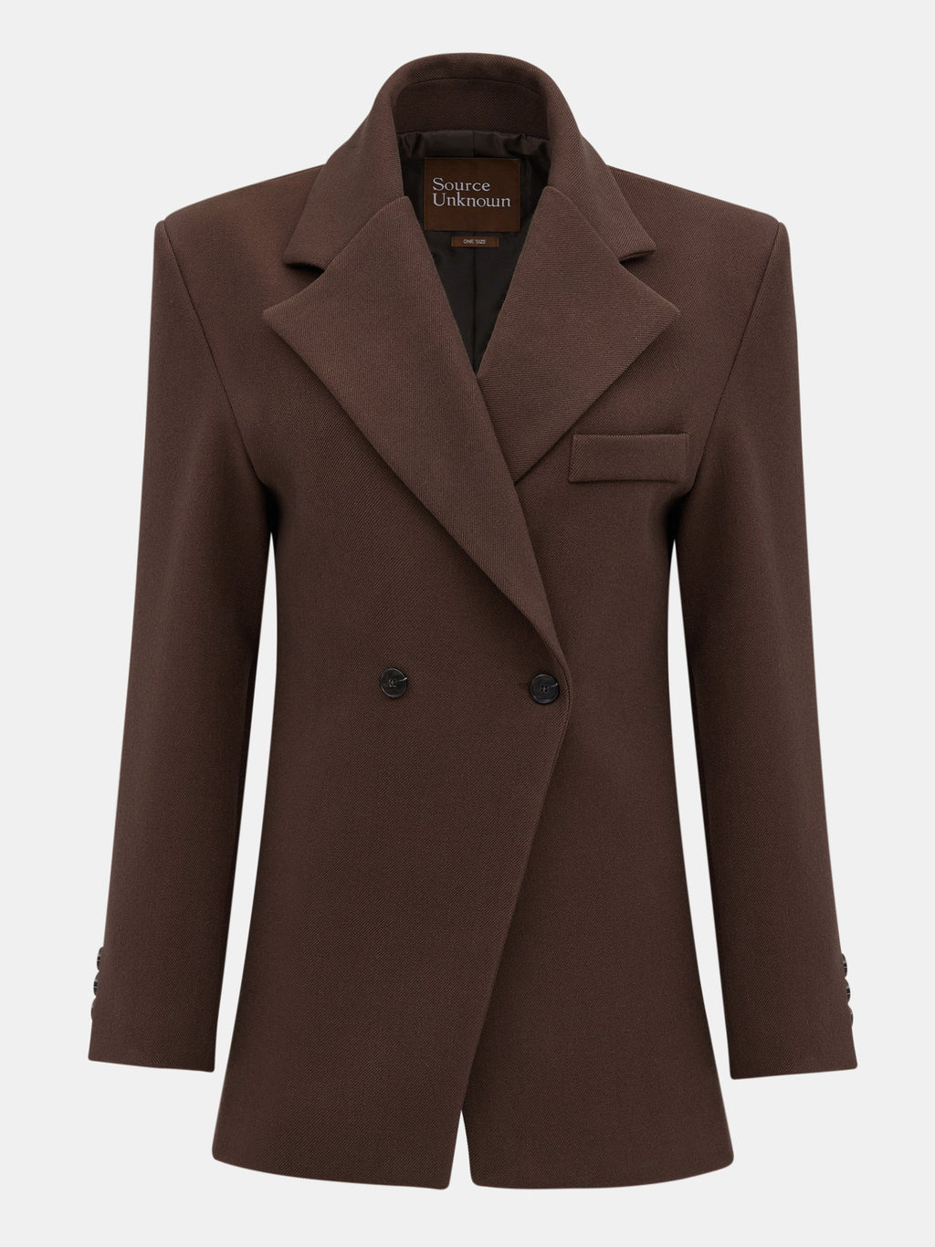 Double Breasted Cinched Blazer, Pecan