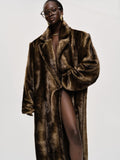 Oversized Notch-Lapel Faux Fur Cocoon Coat