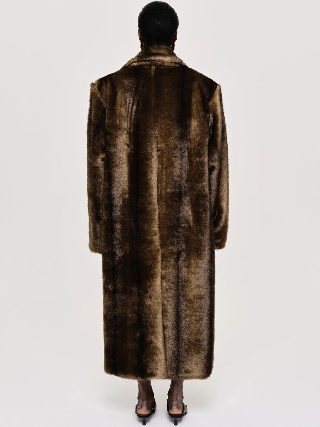 Oversized Notch-Lapel Faux Fur Cocoon Coat