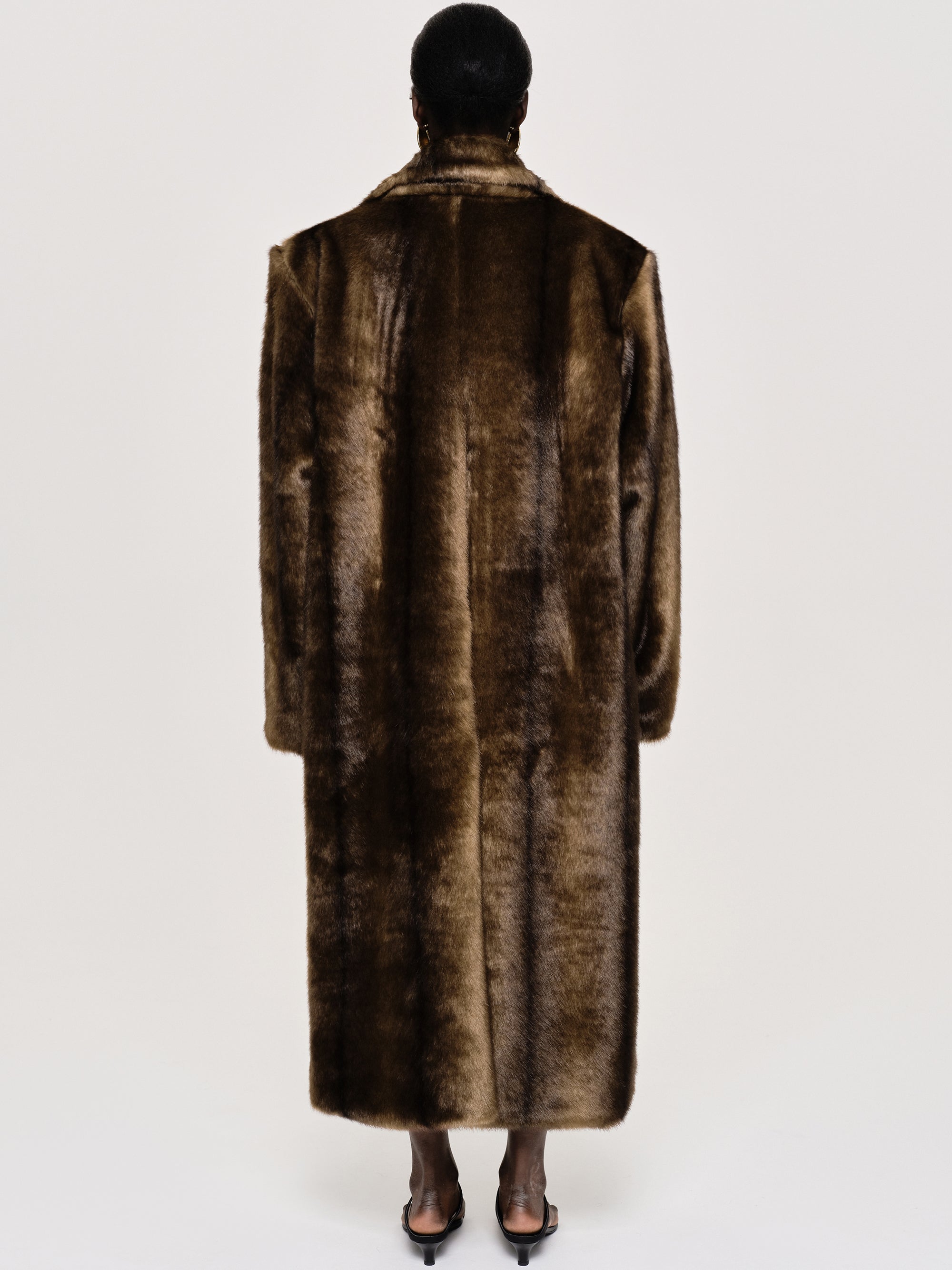 Oversized Notch-Lapel Faux Fur Cocoon Coat