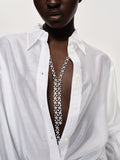 Rhinestone Drop Necklace, Silver