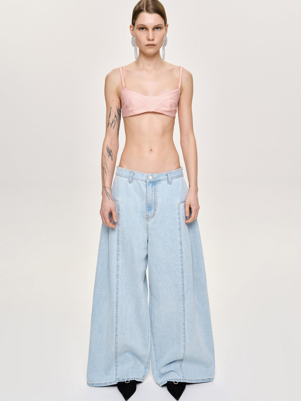 Double Side Oversized Jeans, Light Blue