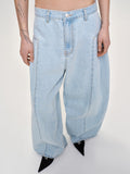 Double Side Oversized Jeans, Light Blue