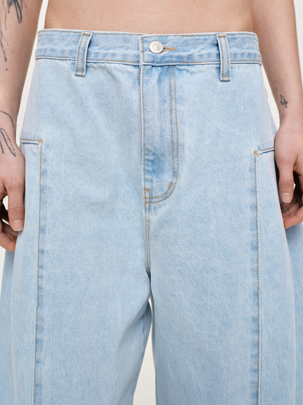 Double Side Oversized Jeans, Light Blue