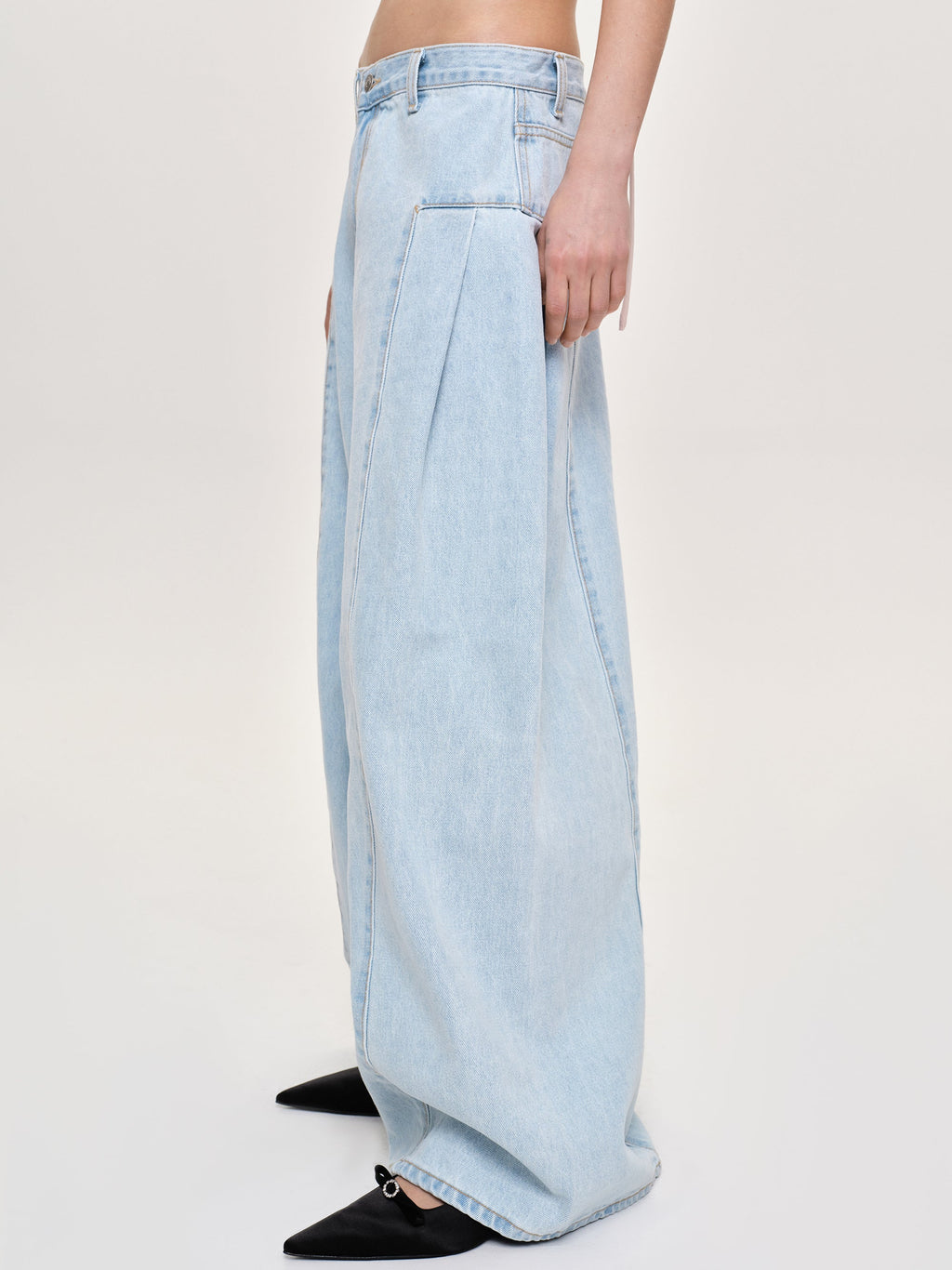 Double Side Oversized Jeans, Light Blue
