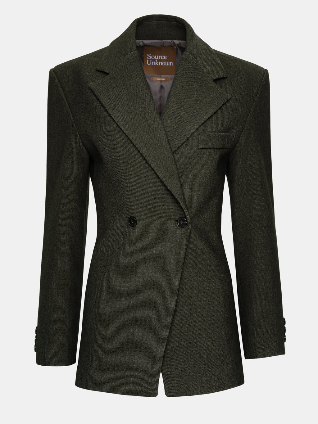 Double Breasted Cinched Blazer, Charcoal Grey