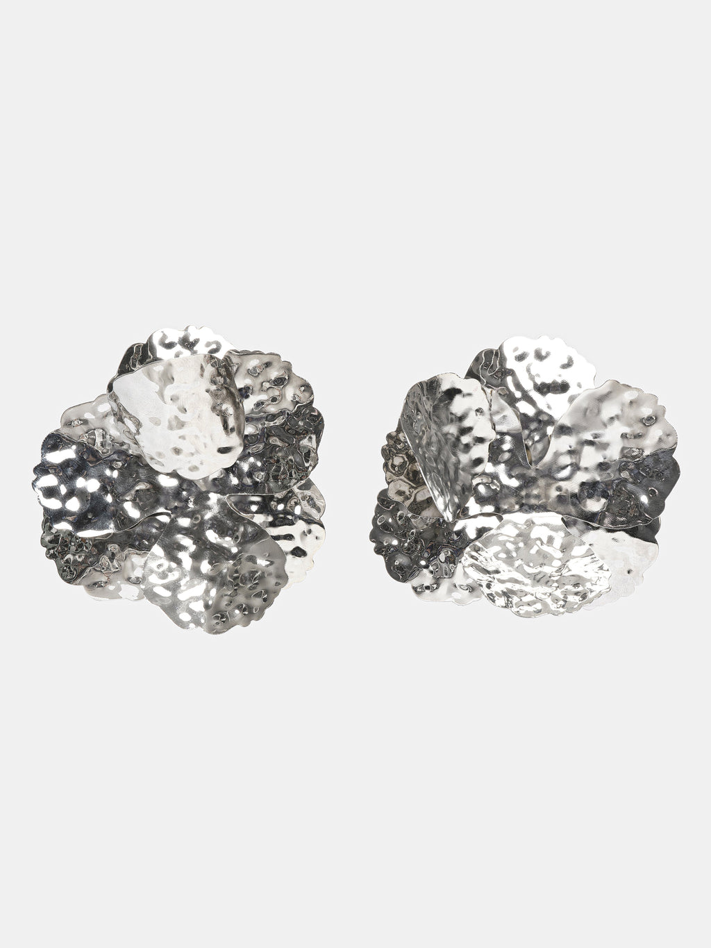 Irregular Petal Earrings, Silver
