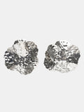 Irregular Petal Earrings, Silver
