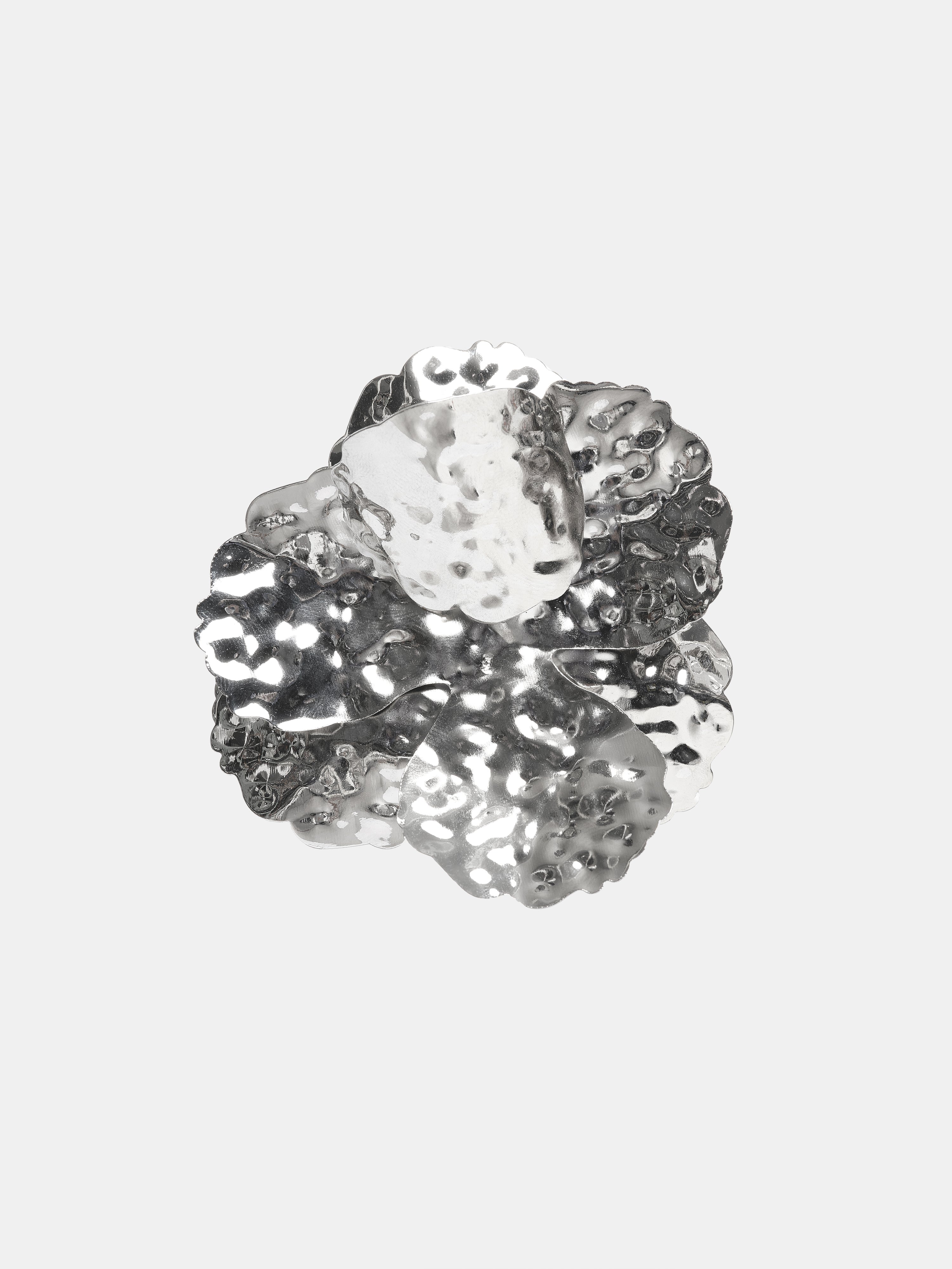 Irregular Petal Earrings, Silver