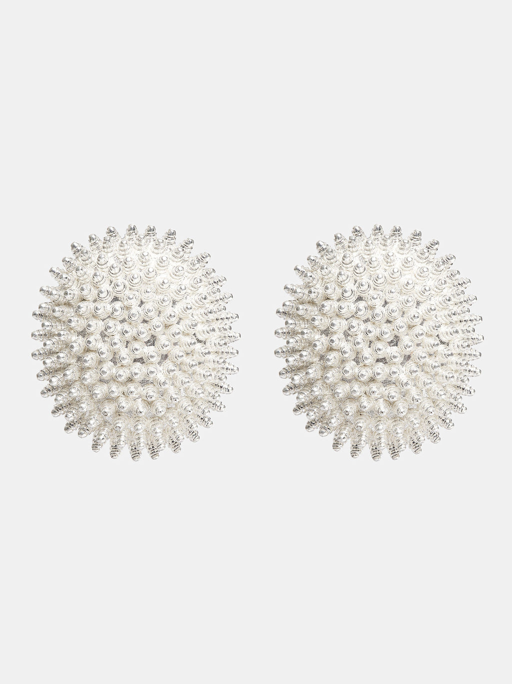 Beaded Ball Earrings, Silver
