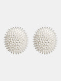 Beaded Ball Earrings, Silver