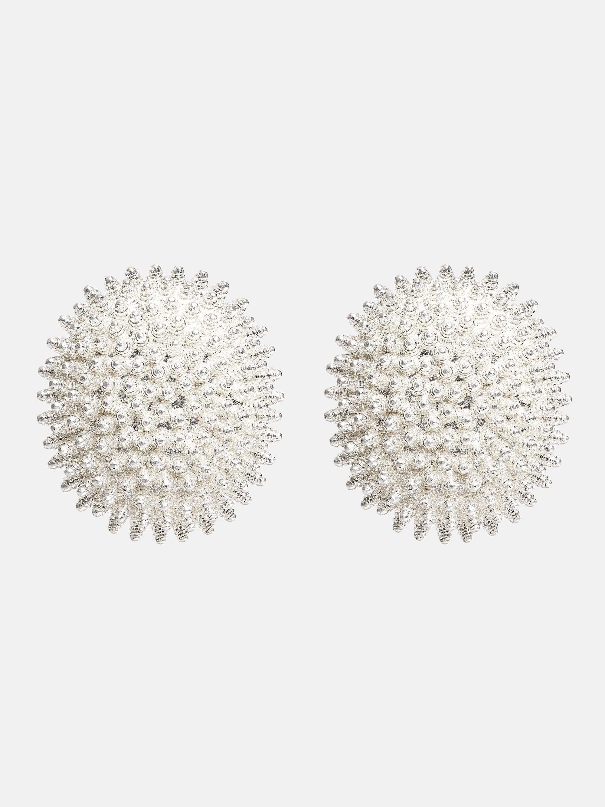Beaded Ball Earrings, Silver