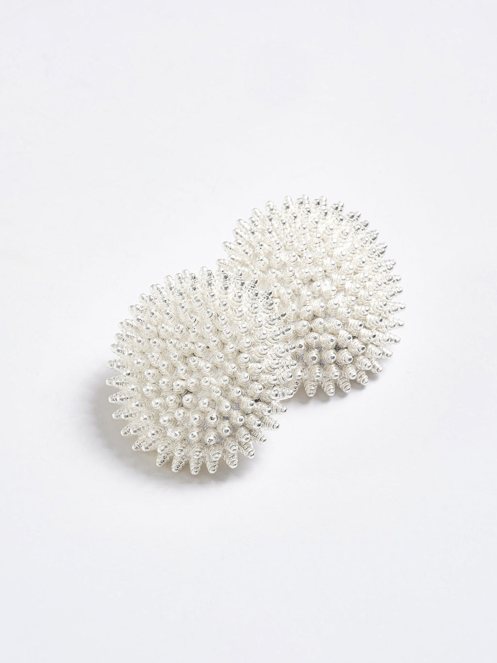Beaded Ball Earrings, Silver