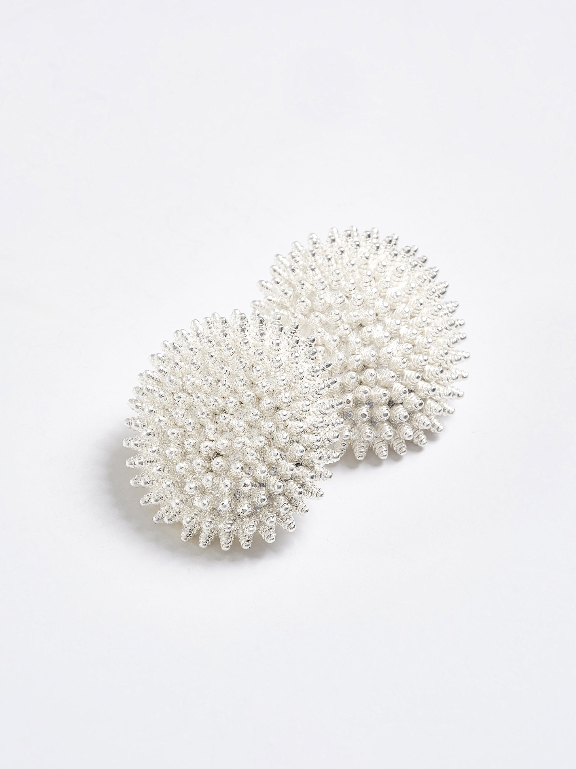 Beaded Ball Earrings, Silver