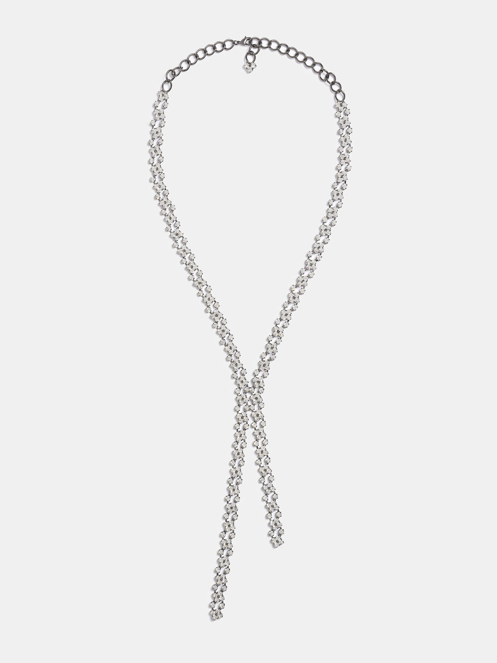 Rhinestone Drop Necklace, Silver