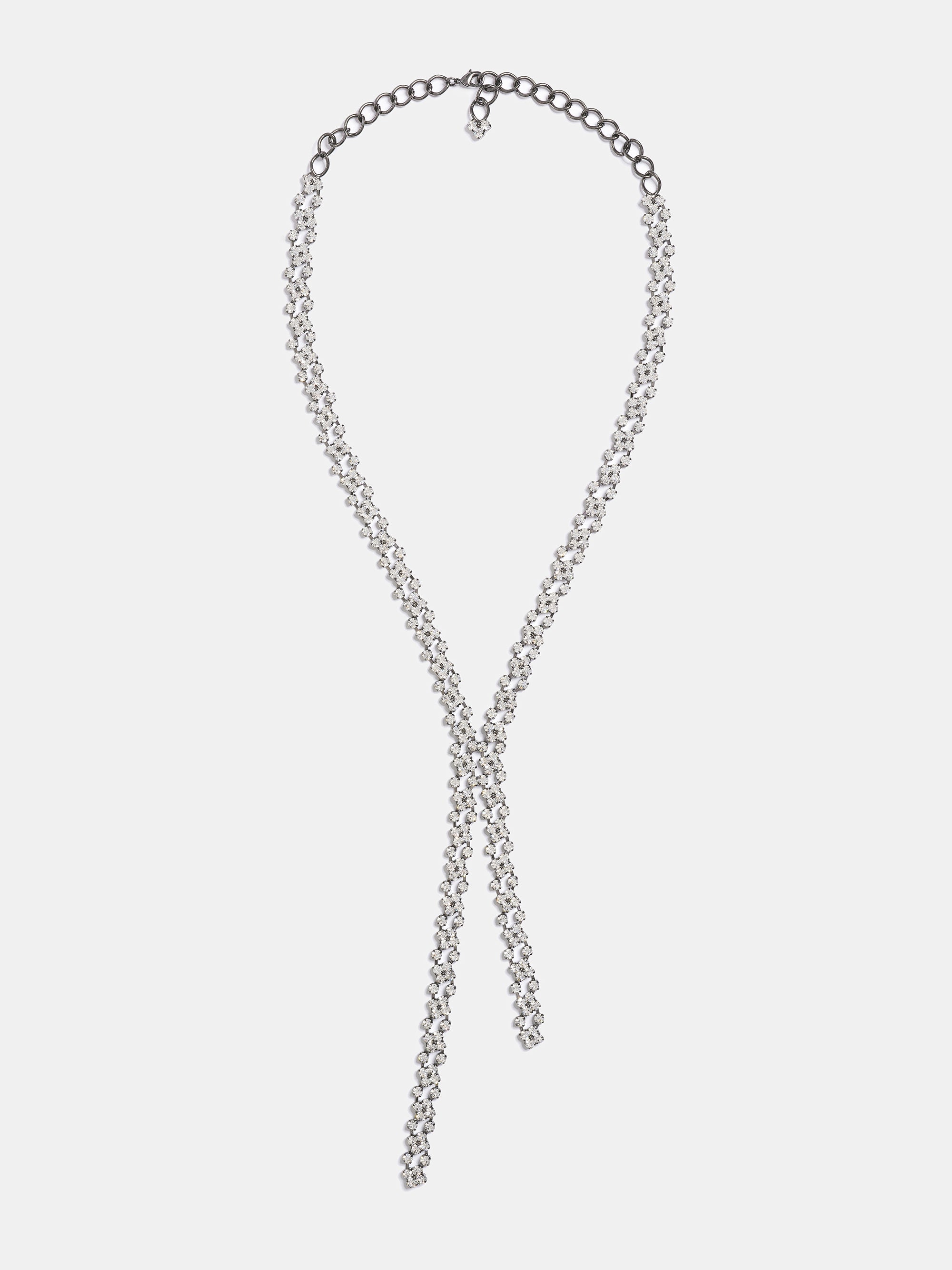 Rhinestone Drop Necklace, Silver