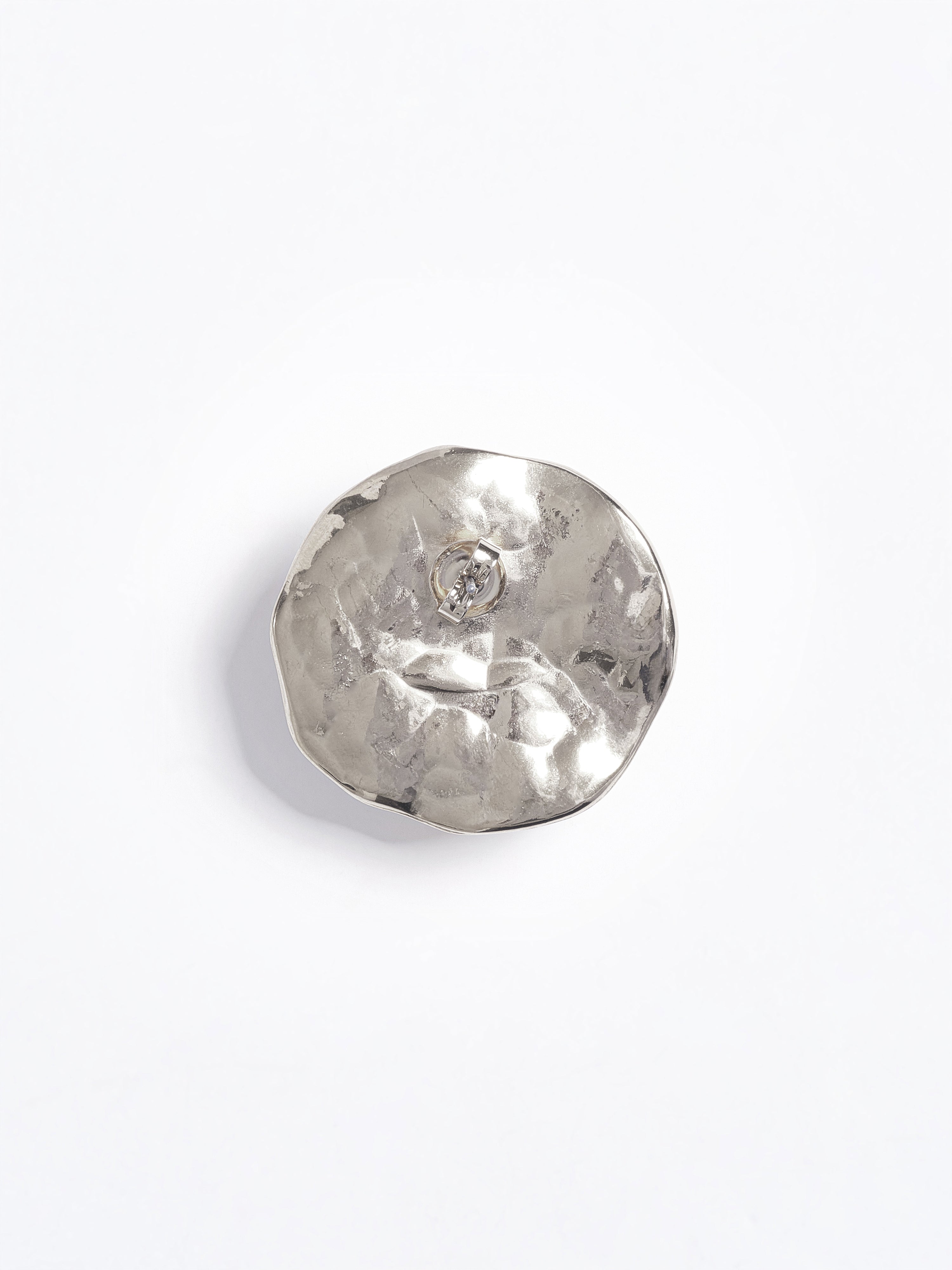 Textured Flower Motif Stud Earrings, Silver