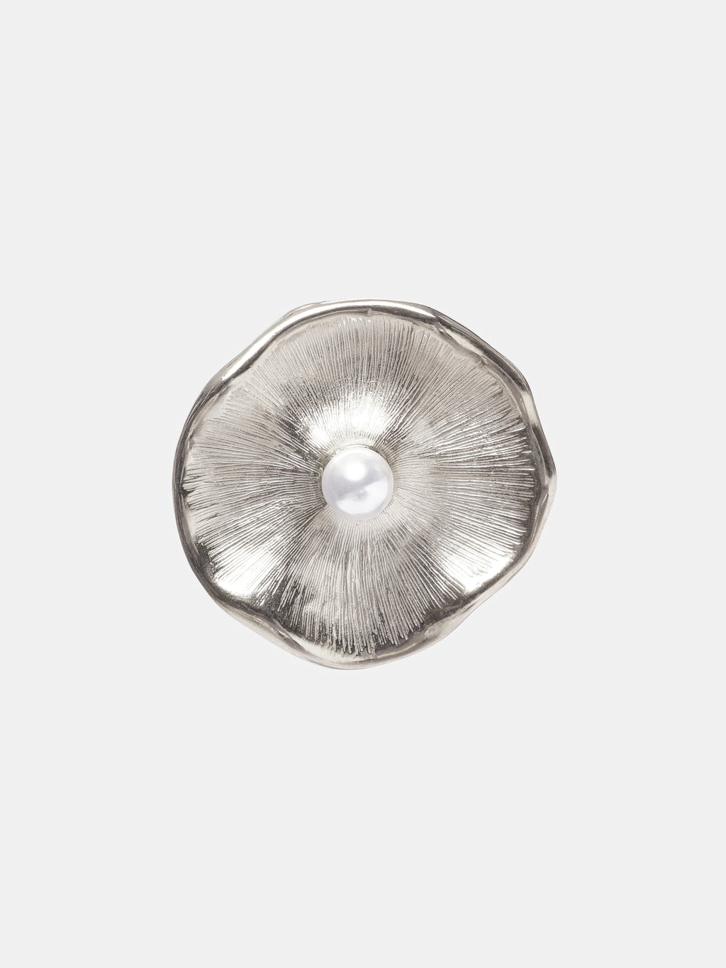Textured Flower Motif Stud Earrings, Silver