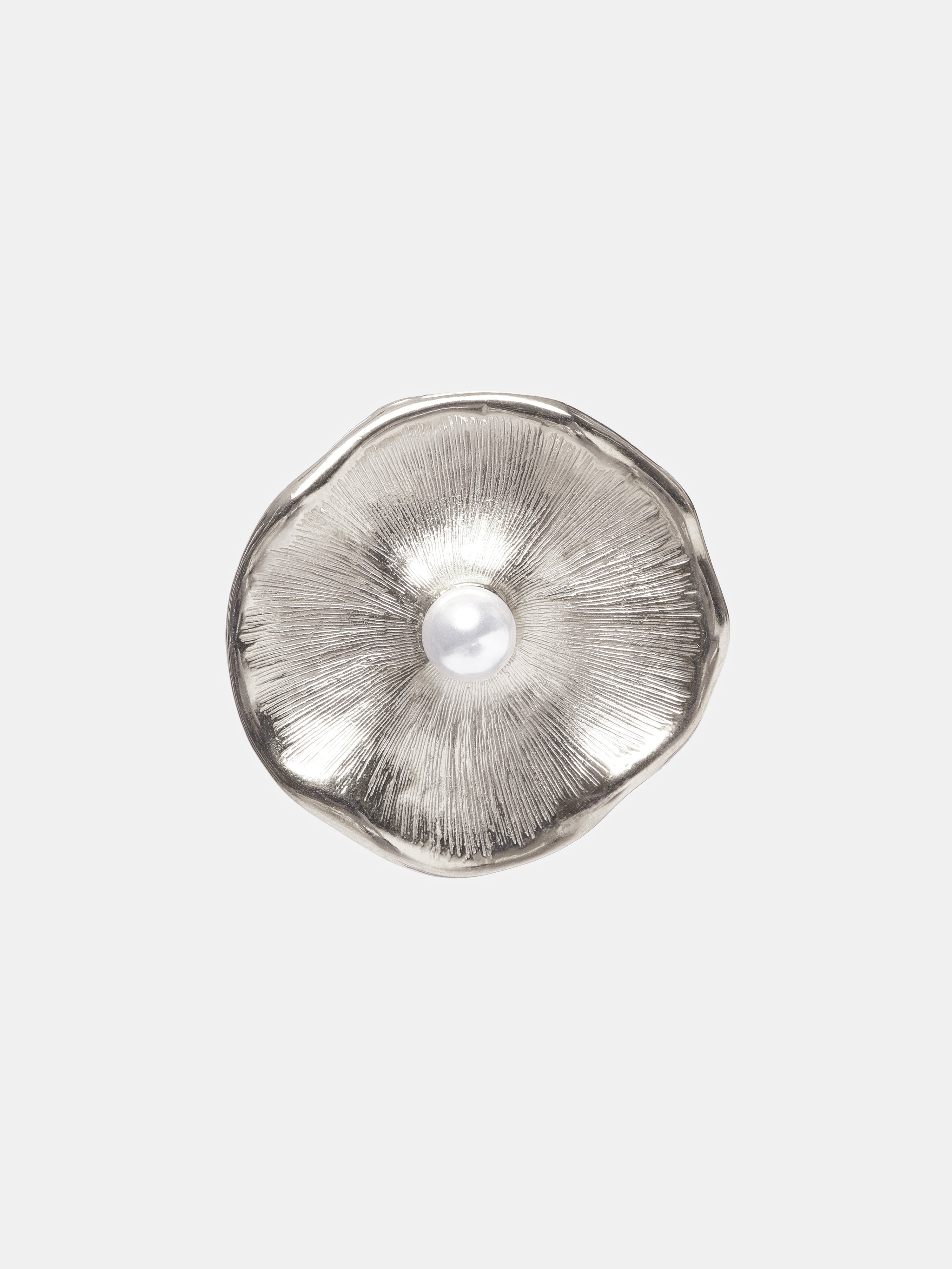 Textured Flower Motif Stud Earrings, Silver