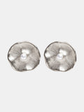 Textured Flower Motif Stud Earrings, Silver