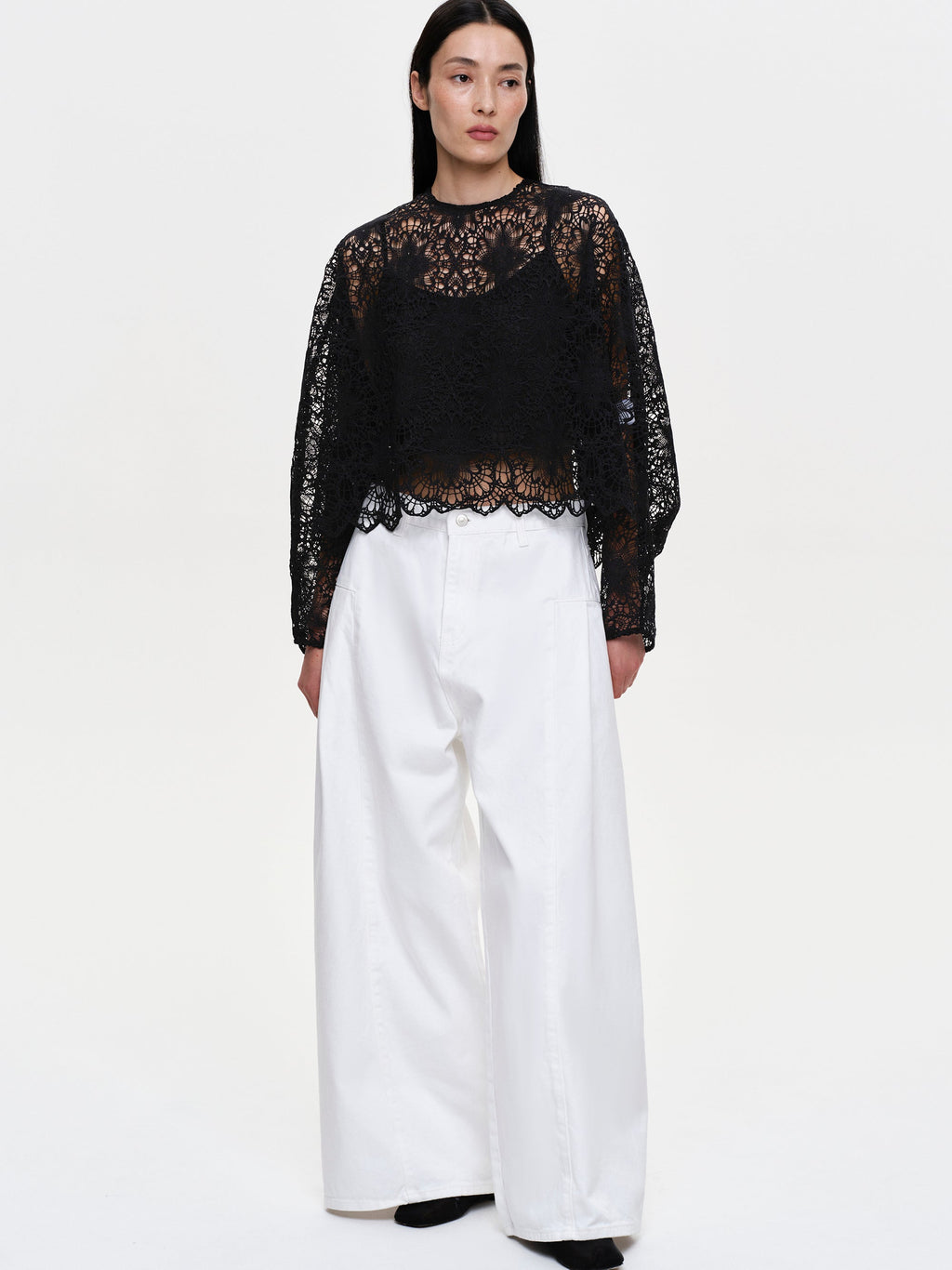 Double Side Oversized Jeans, White