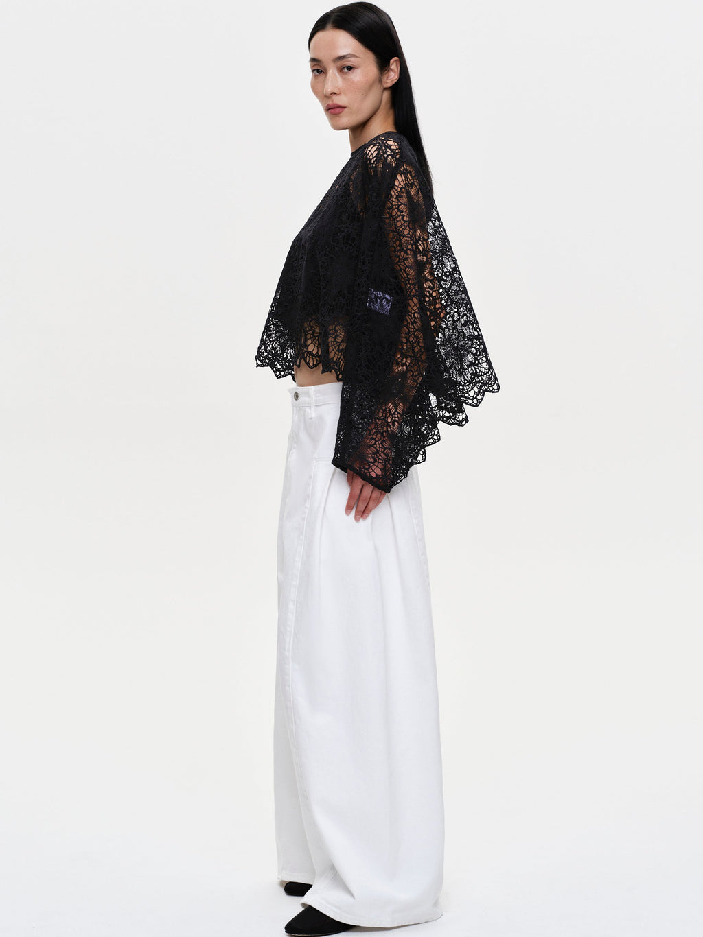 Double Side Oversized Jeans, White