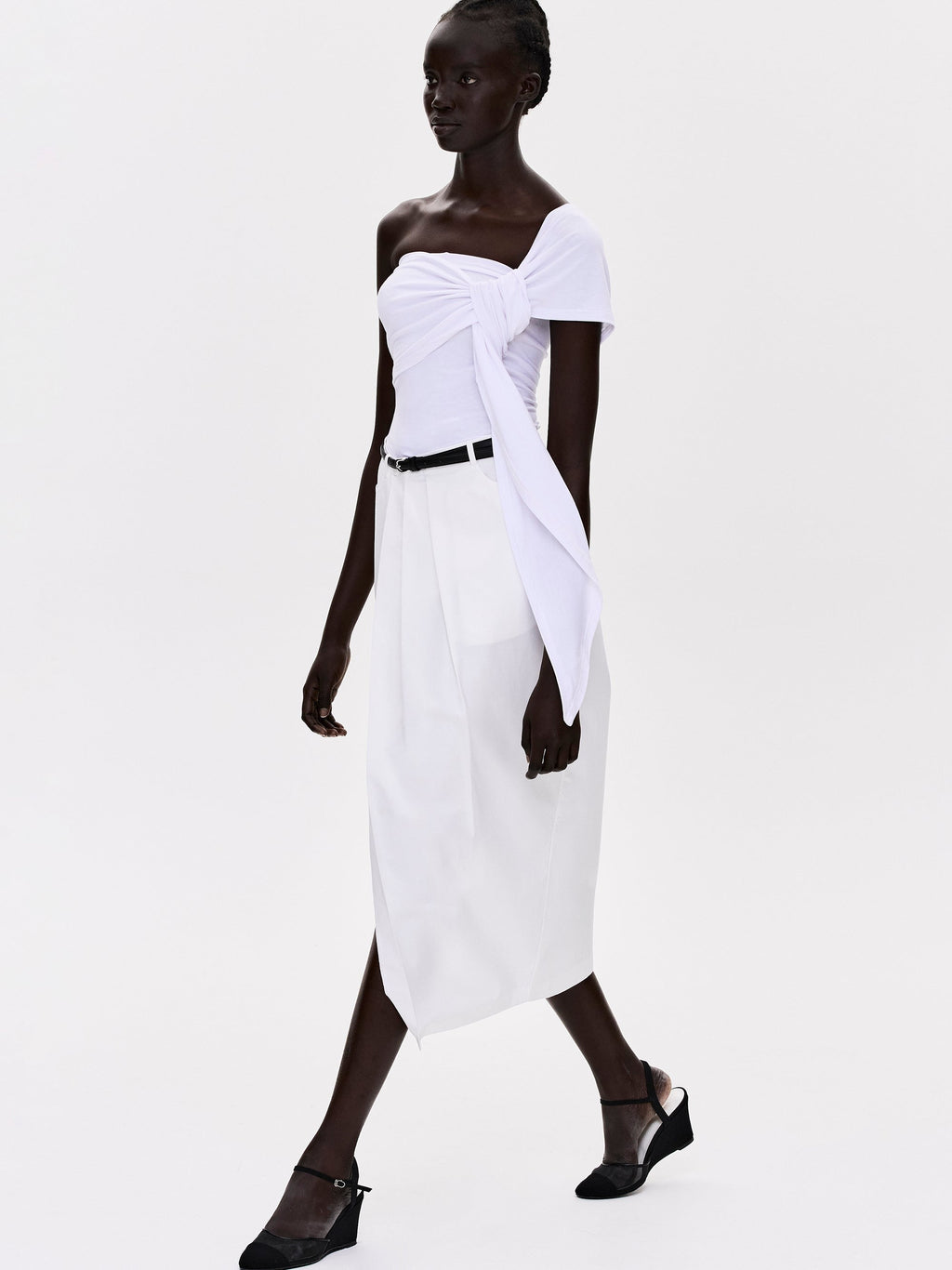 Knotted Jersey T-Shirt, White