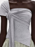 Knotted Jersey T-Shirt, Grey