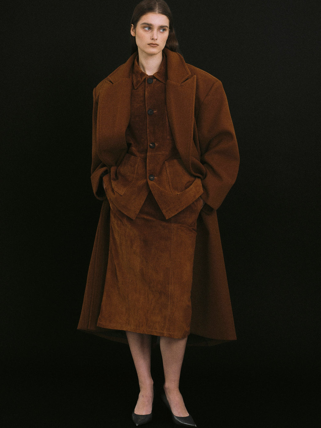 Modern Bonded Wool-Blend Cocoon Coat
