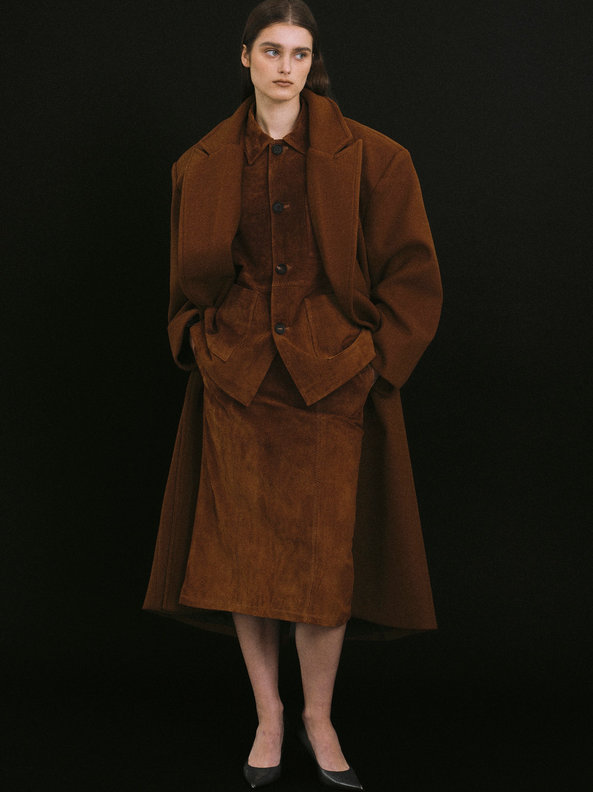Modern Bonded Wool-Blend Cocoon Coat