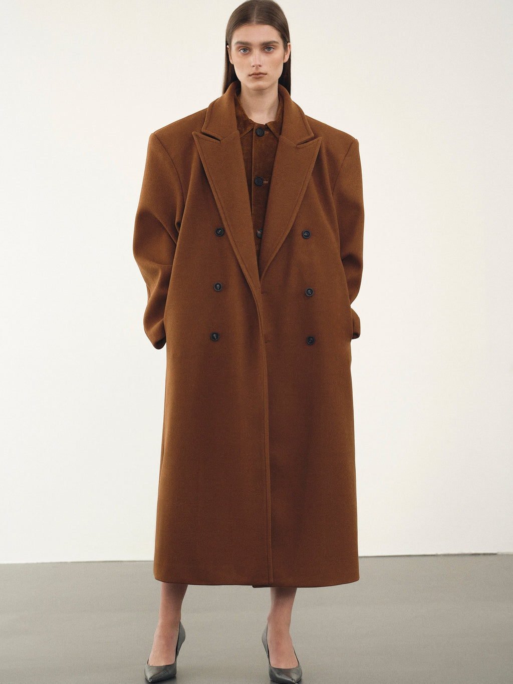 Modern Bonded Wool-Blend Cocoon Coat
