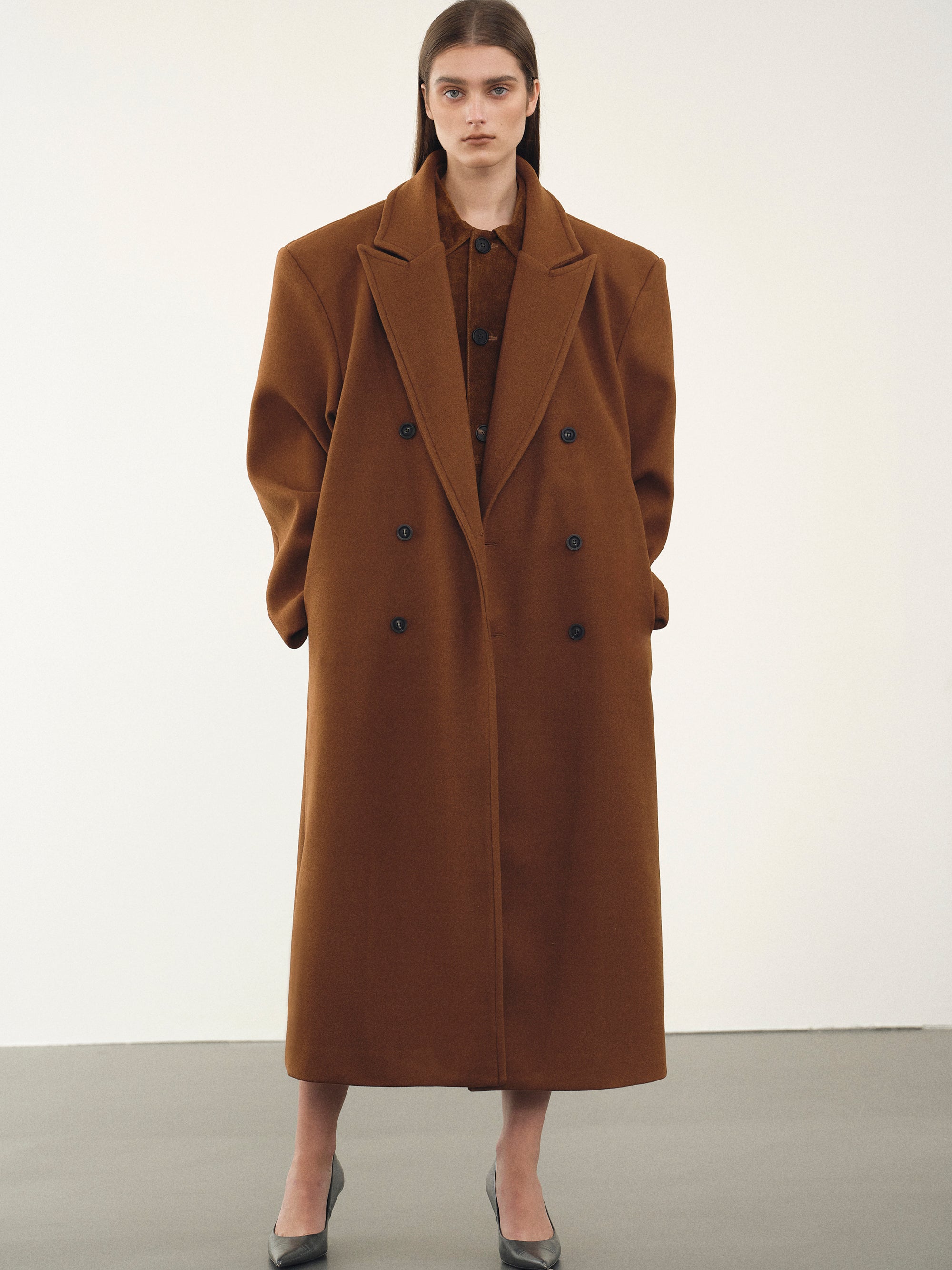 Modern Bonded Wool-Blend Cocoon Coat