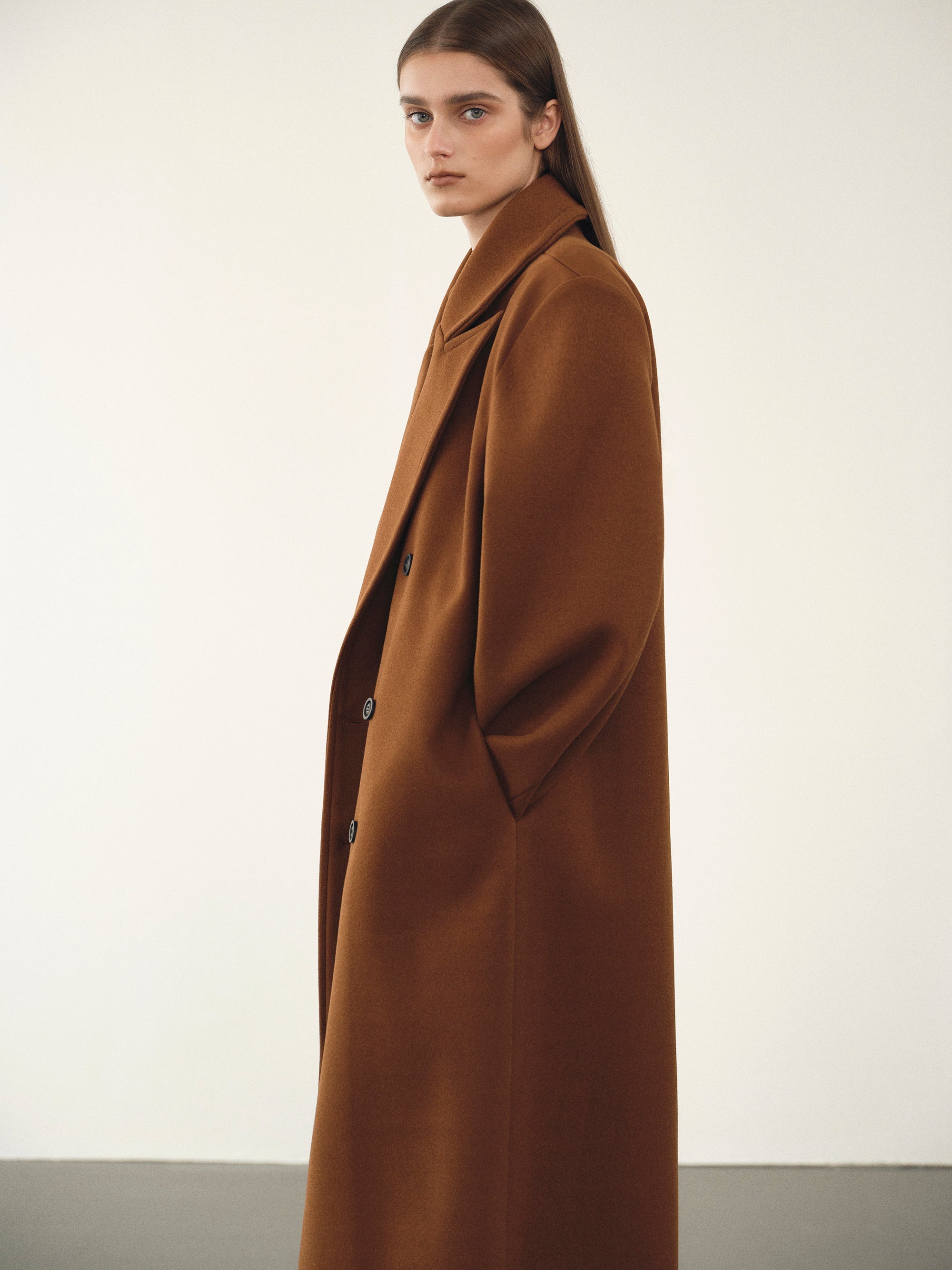 Modern Bonded Wool-Blend Cocoon Coat