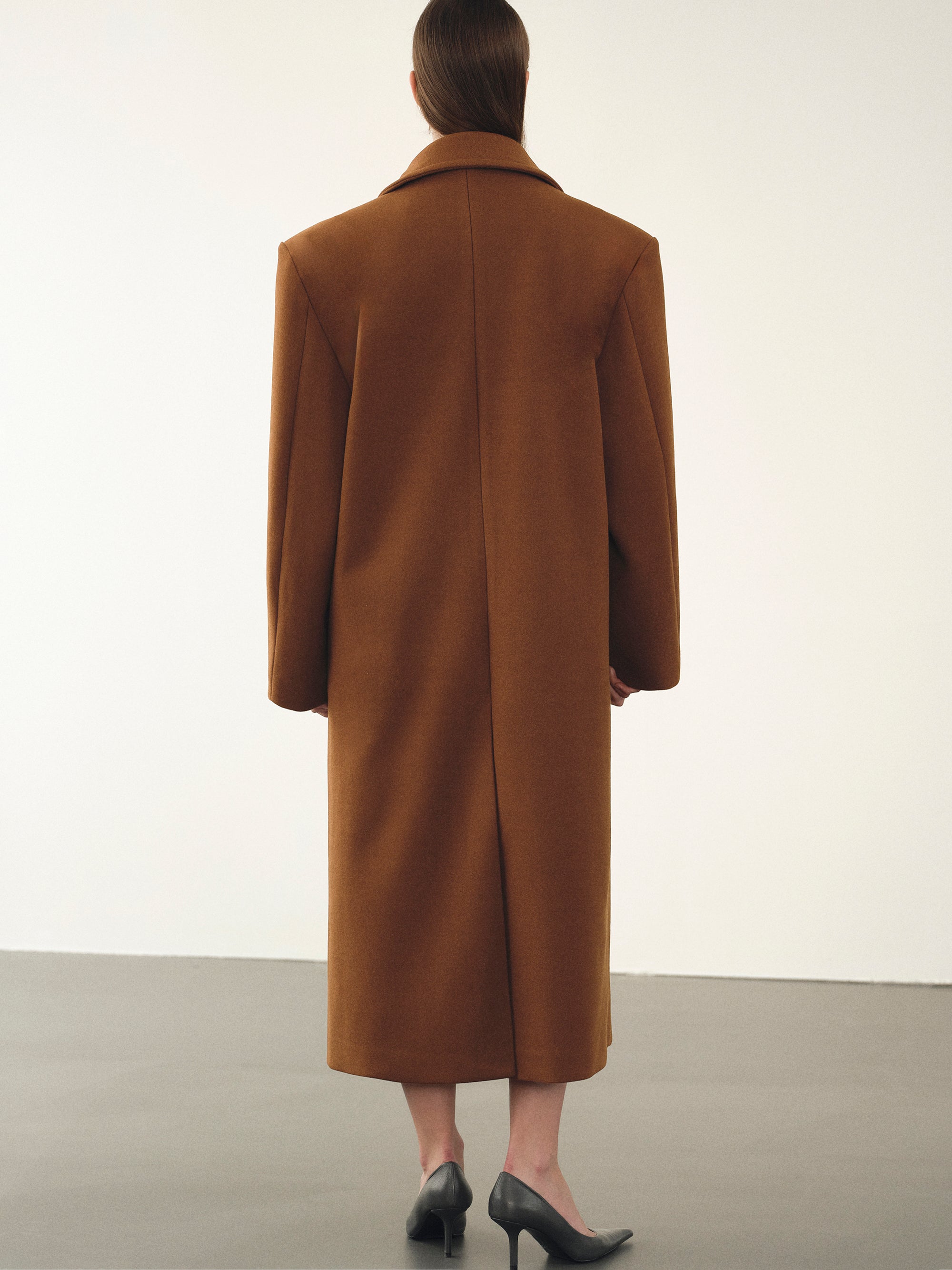 Modern Bonded Wool-Blend Cocoon Coat