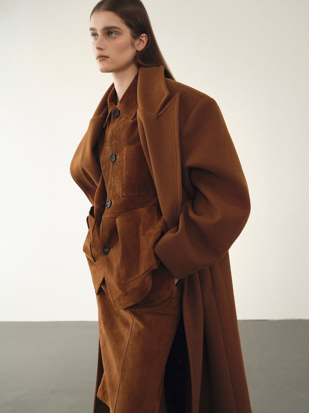Modern Bonded Wool-Blend Cocoon Coat