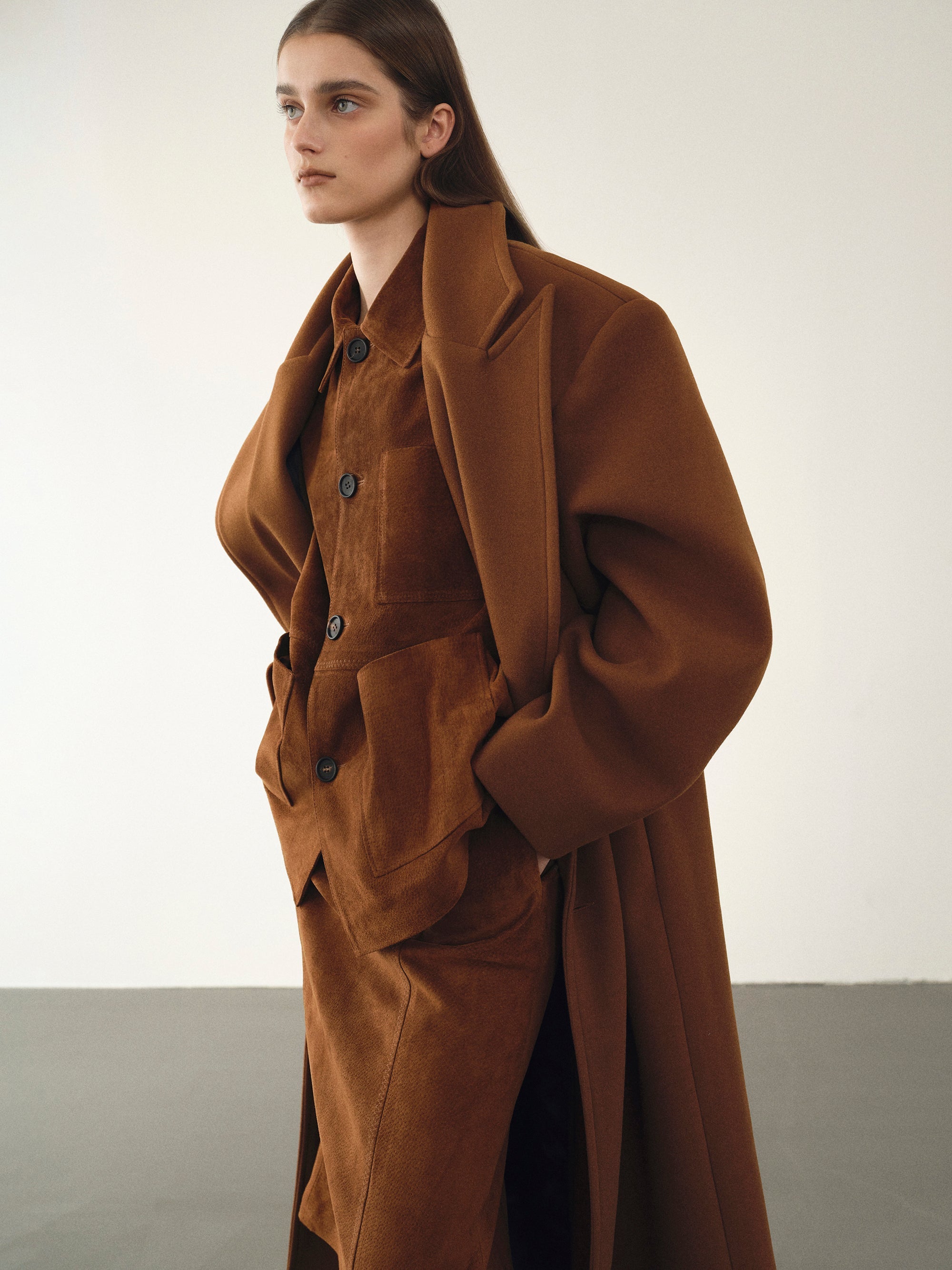 Modern Bonded Wool-Blend Cocoon Coat