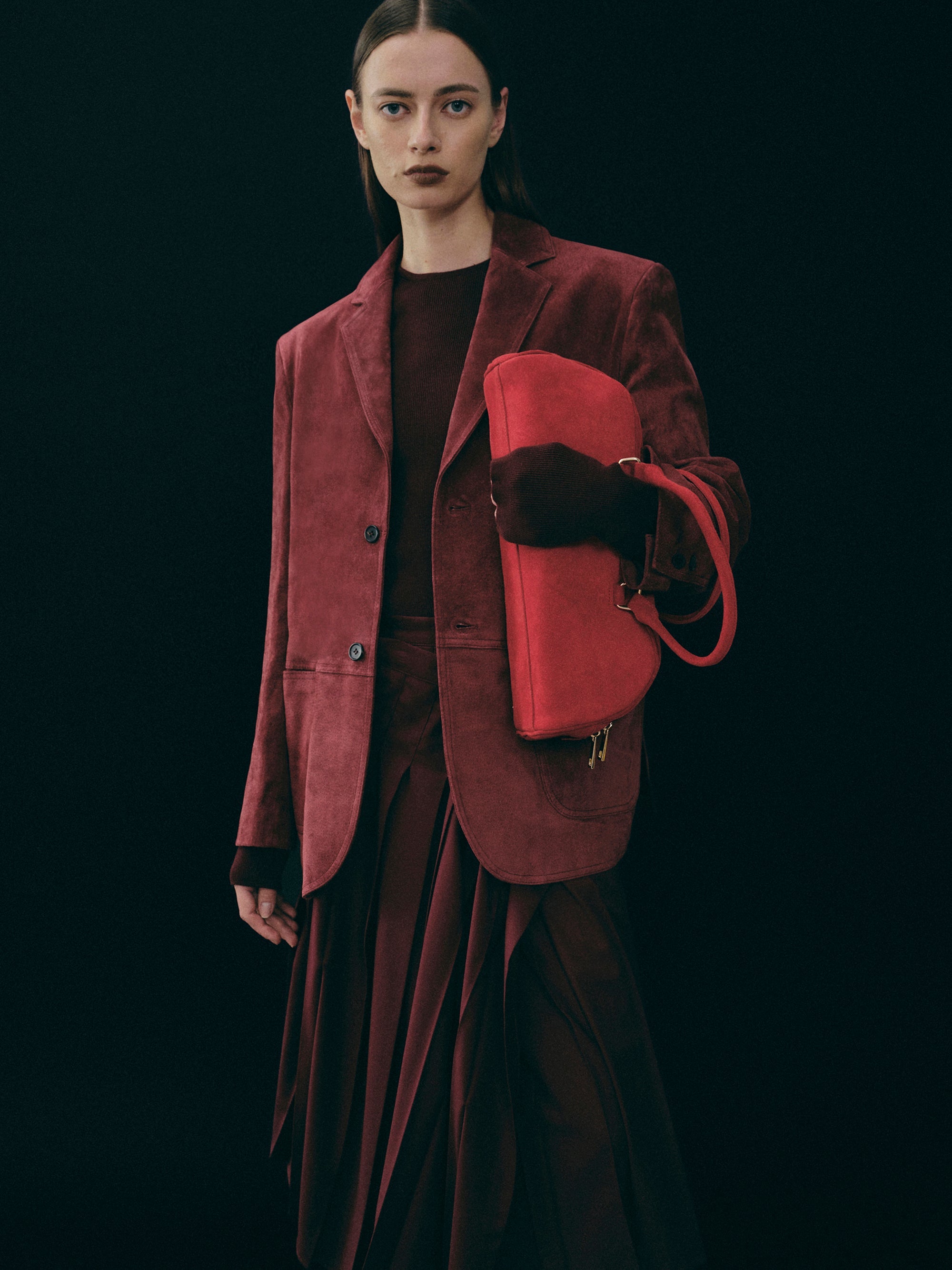 Suede Blazer, Burgundy